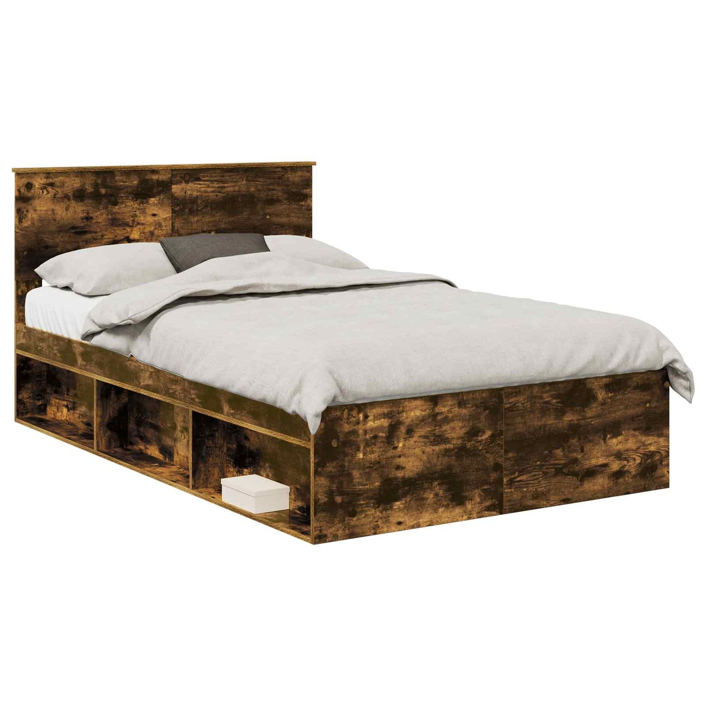 Bed Frame Smoked Oak 120 x 200 cm Engineered wood