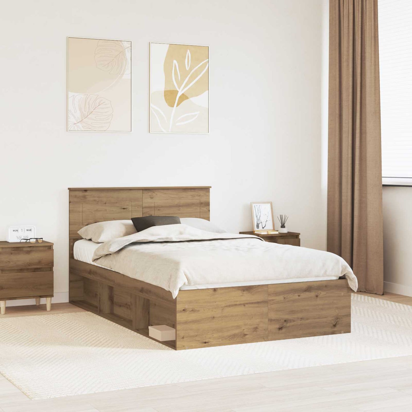Bed Frame Artisian Oak 120 x 200 cm Engineered wood