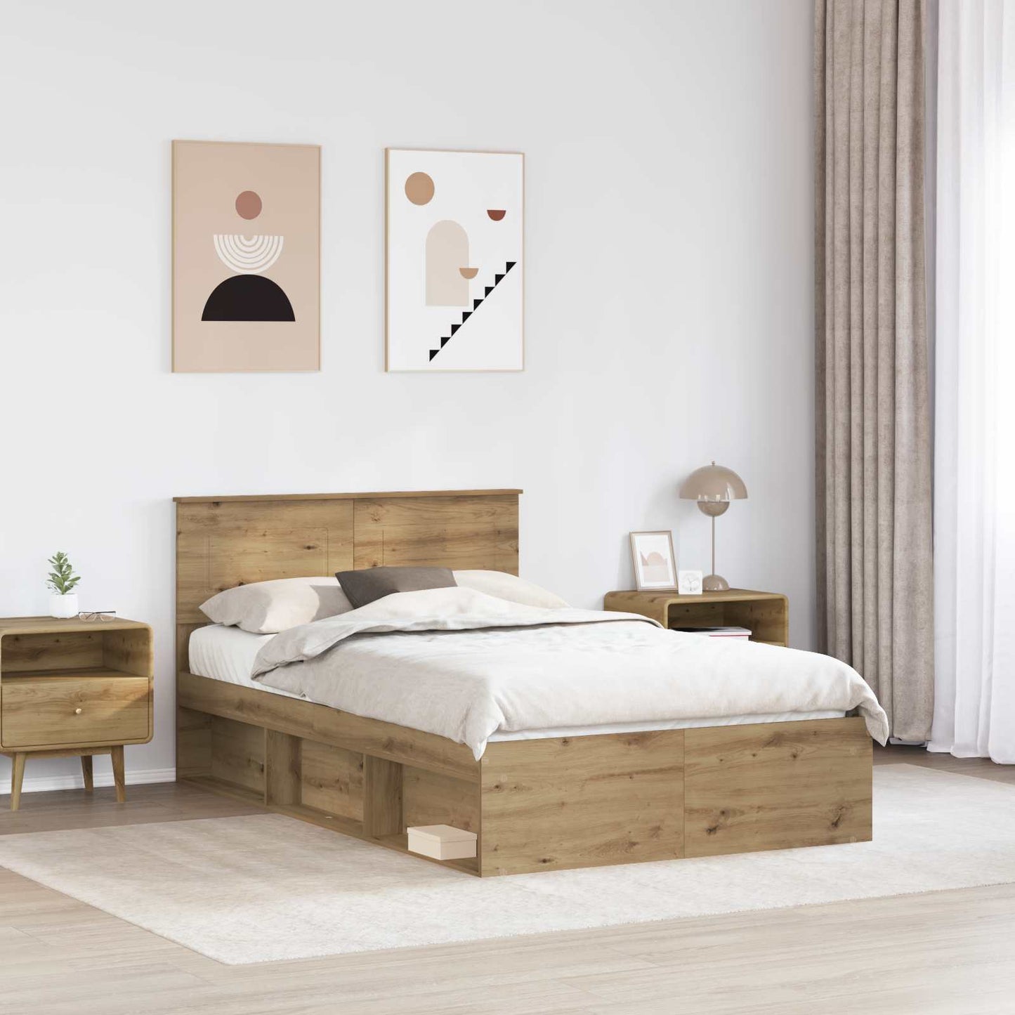 Bed Frame Artisian Oak 120 x 200 cm Engineered wood