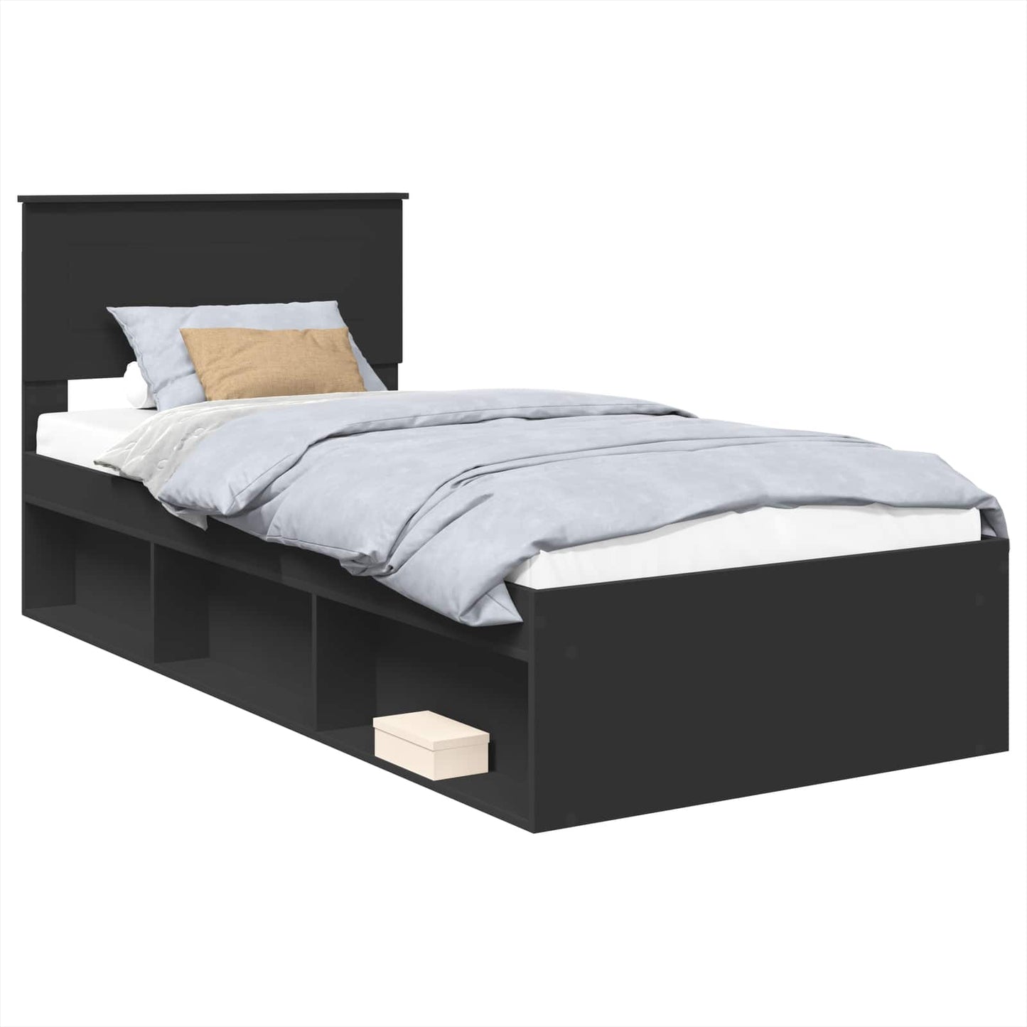Bed Frame with Headboard Black 100 x 200 cm Engineered wood
