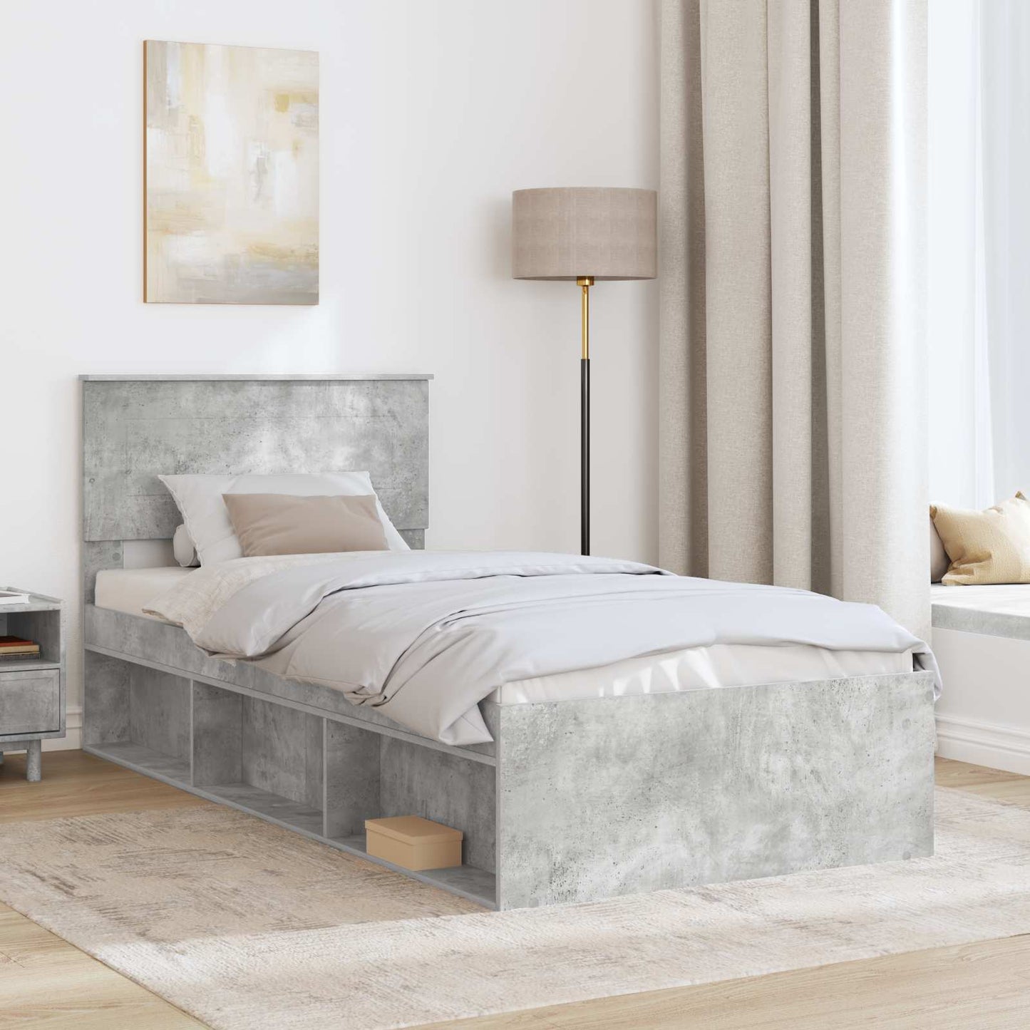 Bed Frame Concerte Grey 90 x 190 cm Engineered wood