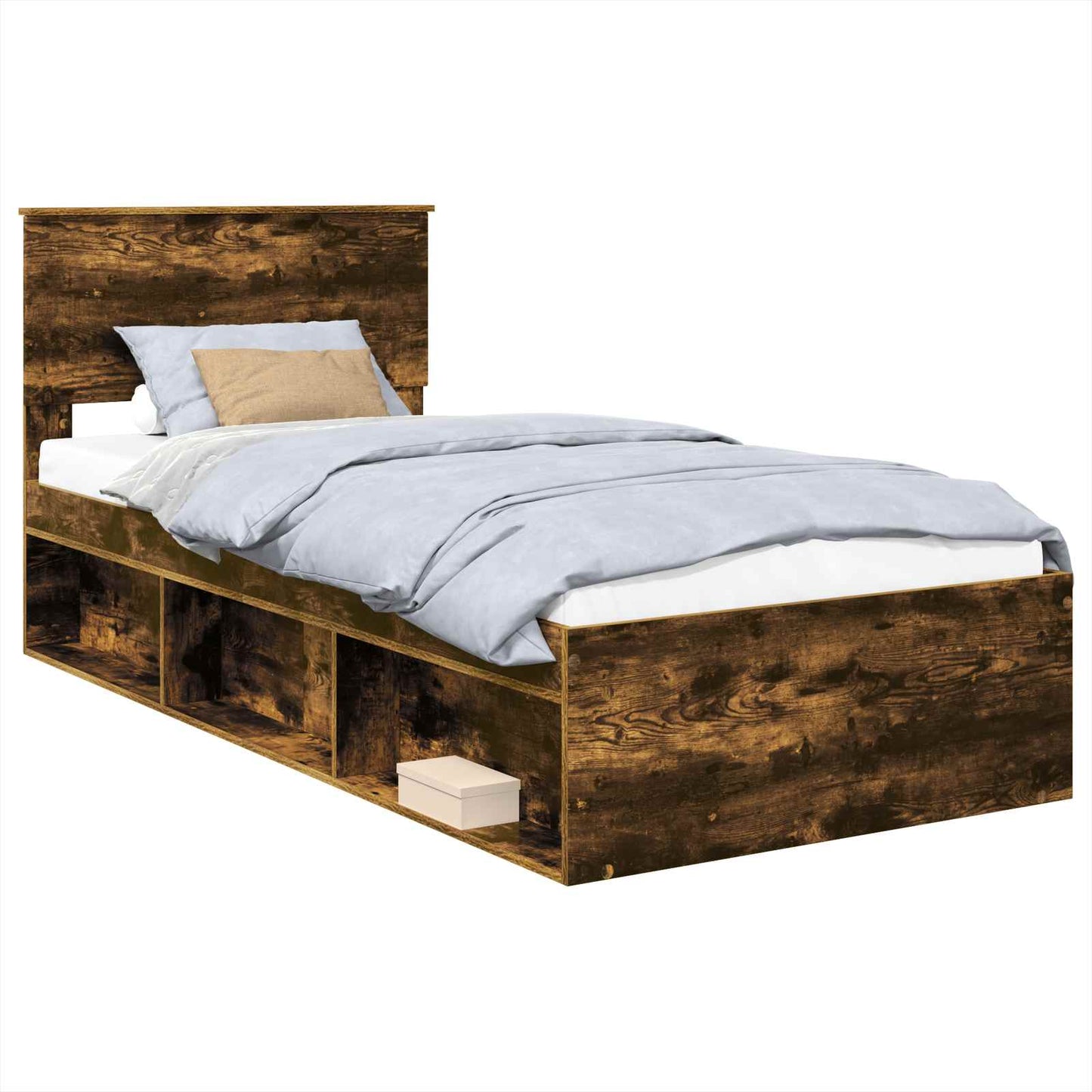 Bed Frame with Headboard Smoked Oak 90 x 190 cm Engineered wood