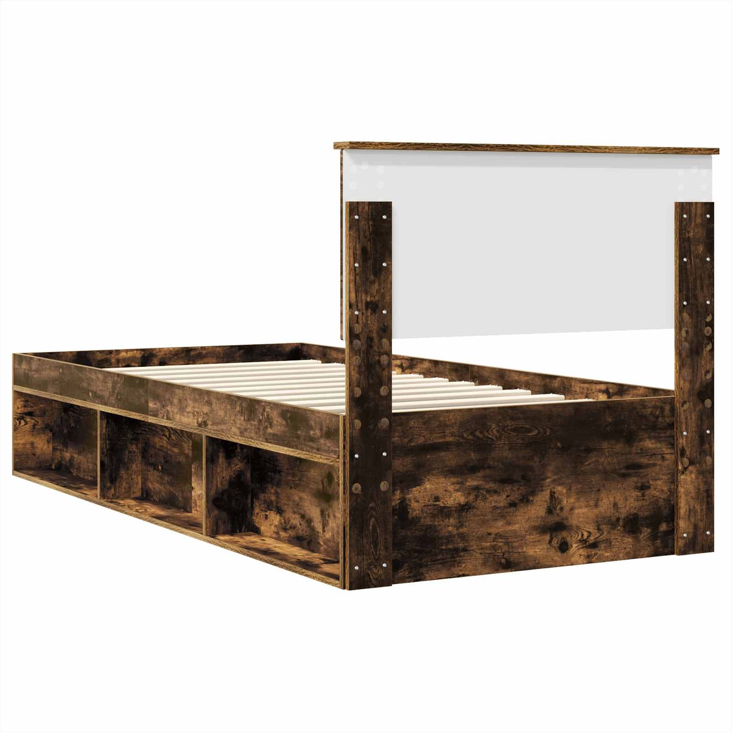 Bed Frame with Headboard Smoked Oak 90 x 190 cm Engineered wood