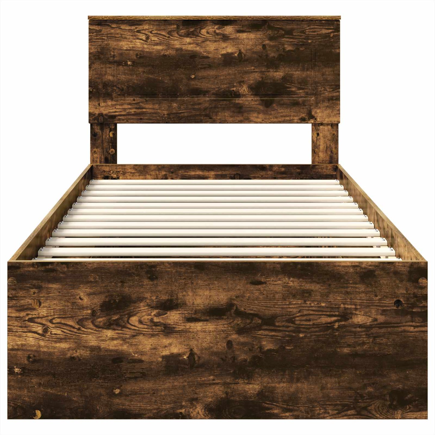 Bed Frame with Headboard Smoked Oak 90 x 190 cm Engineered wood