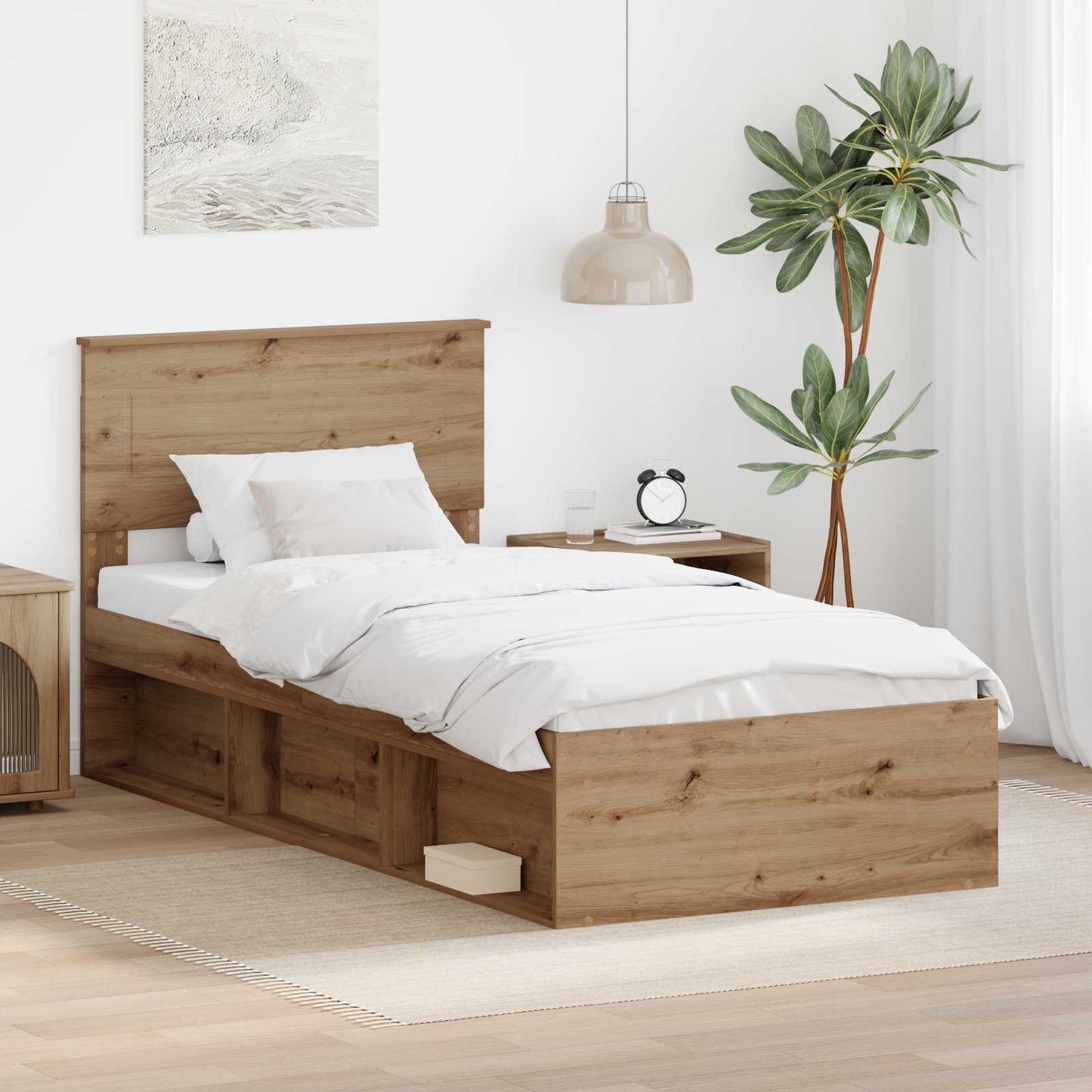 Bed Frame Artisian Oak 90 x 190 cm Engineered wood