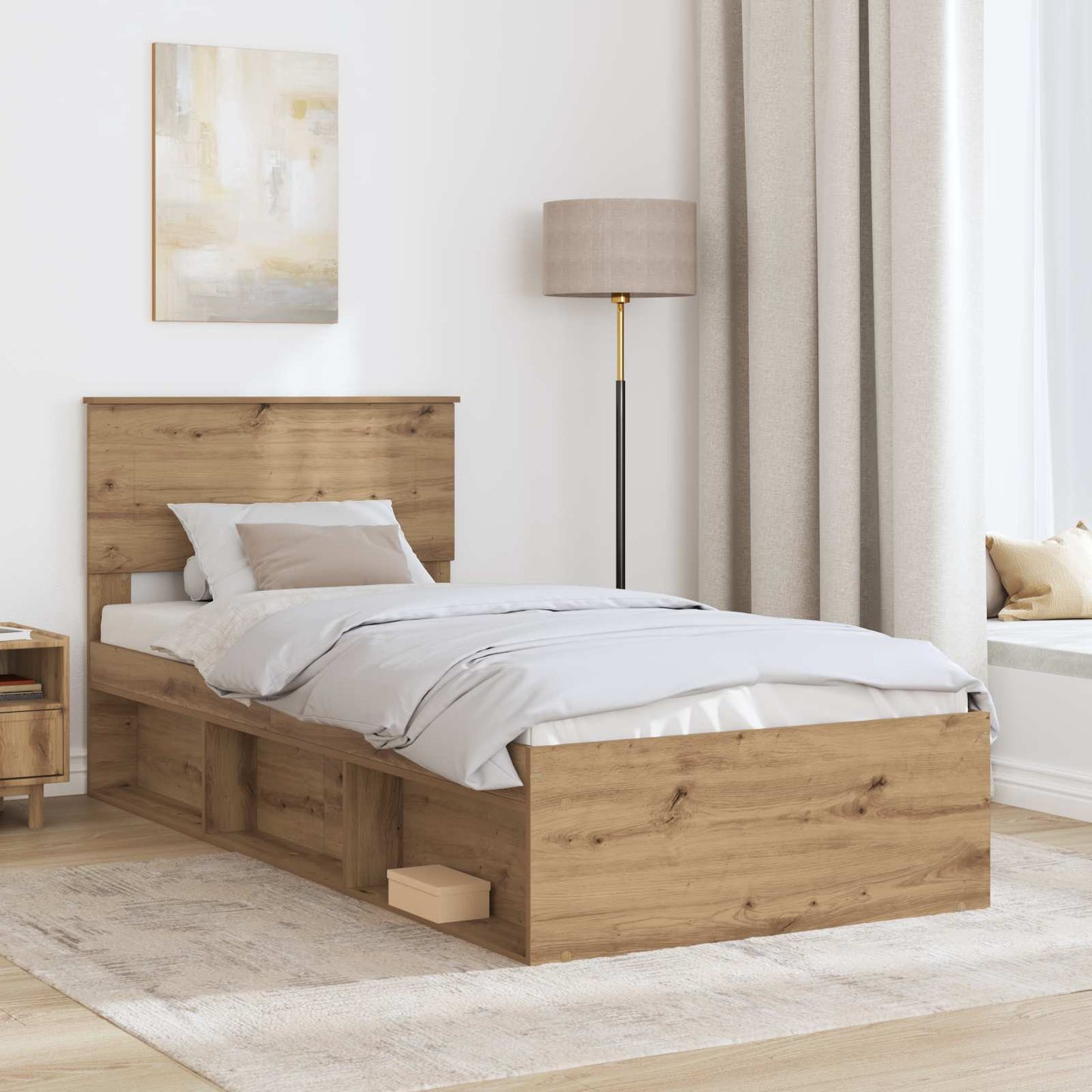 Bed Frame Artisian Oak 90 x 190 cm Engineered wood