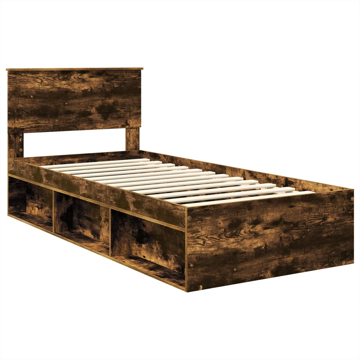 Bed Frame with Headboard Smoked Oak 90 x 200 cm Engineered wood