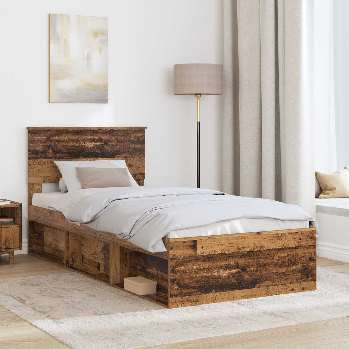 Bed Frame with Headboard Old Wood 90 x 200 cm Engineered wood