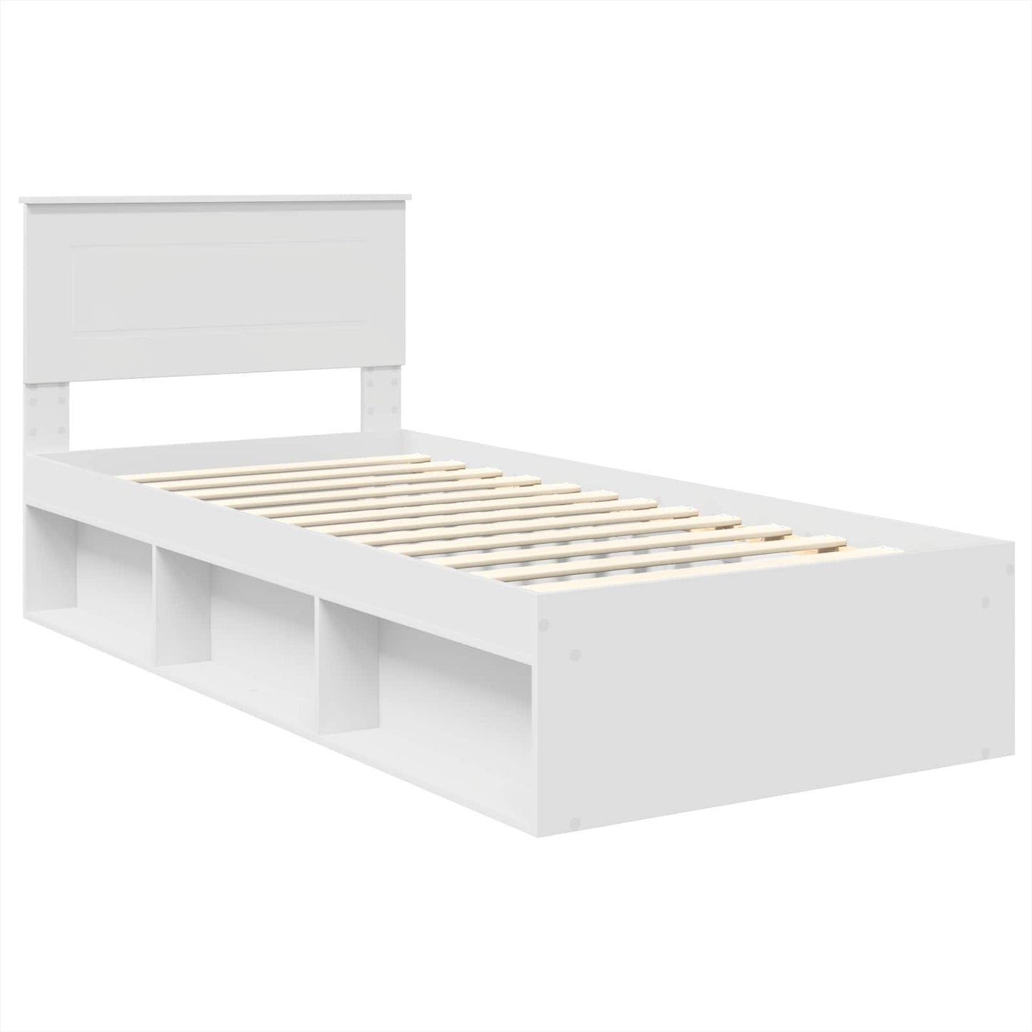 Bed Frame with Headboard White 75 x 190 cm Engineered wood