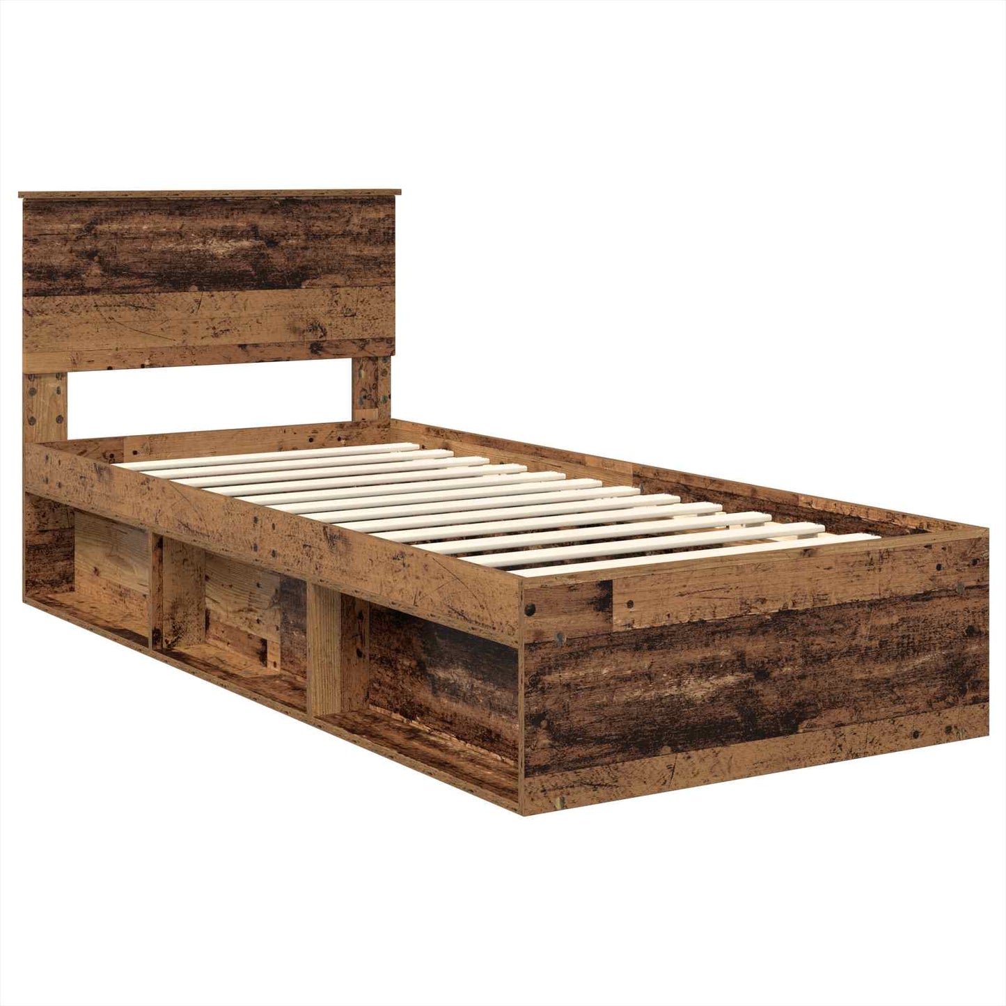 Bed Frame with Headboard Old Wood 75 x 190 cm Engineered wood