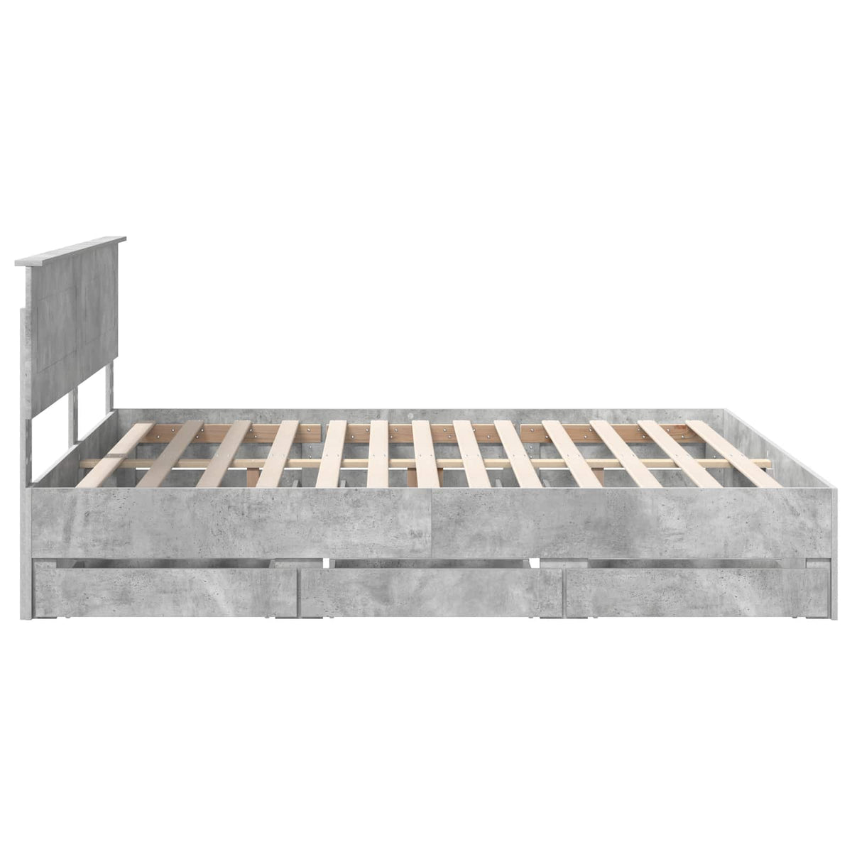 Bed Frame with Drawer Concrete Grey 200 x 200 cm Engineer Wood