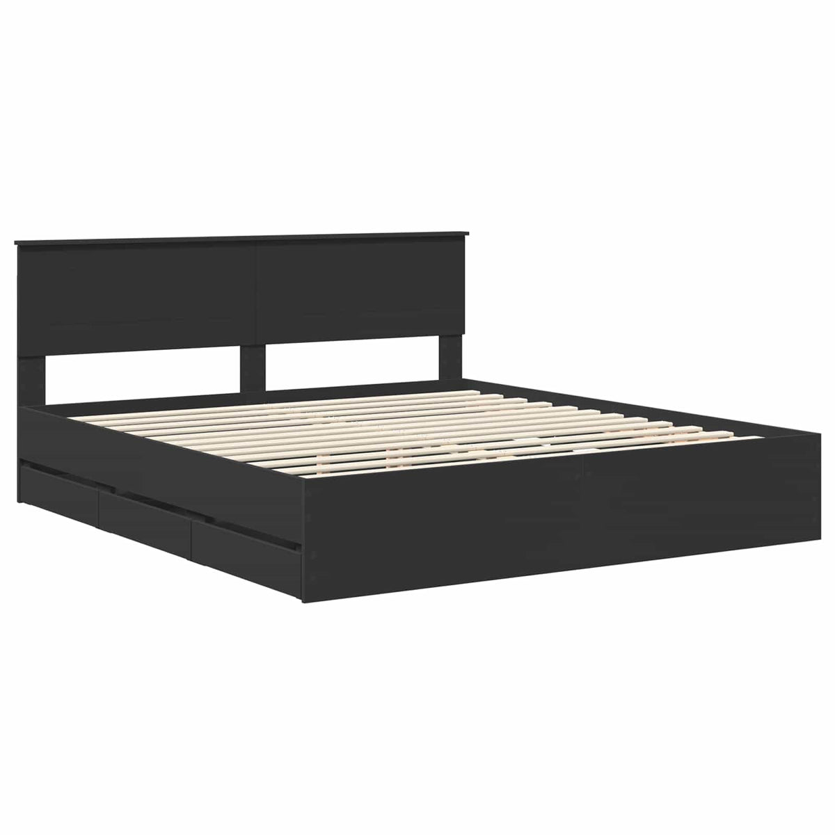 Bed Frame with Drawer Black 180 x 200 cm Engineer Wood