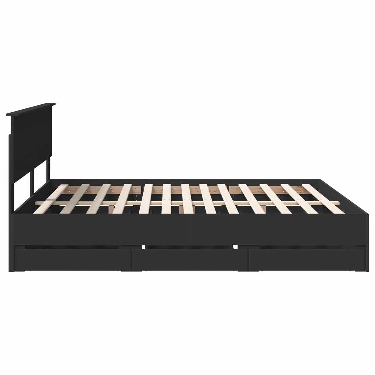 Bed Frame with Drawer Black 180 x 200 cm Engineer Wood