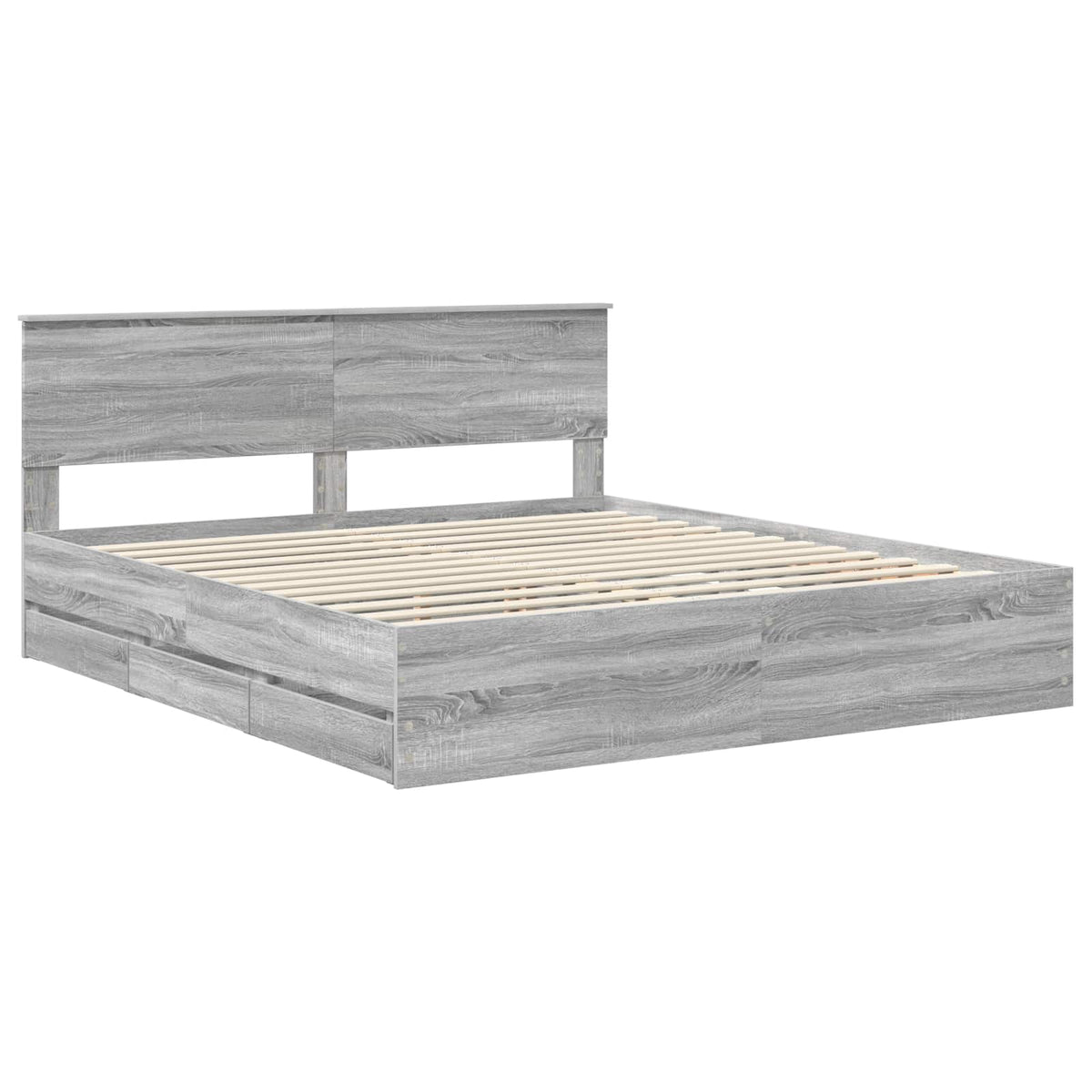 Bed Frame with Drawer Grey Sonoma 180 x 200 cm Engineer Wood
