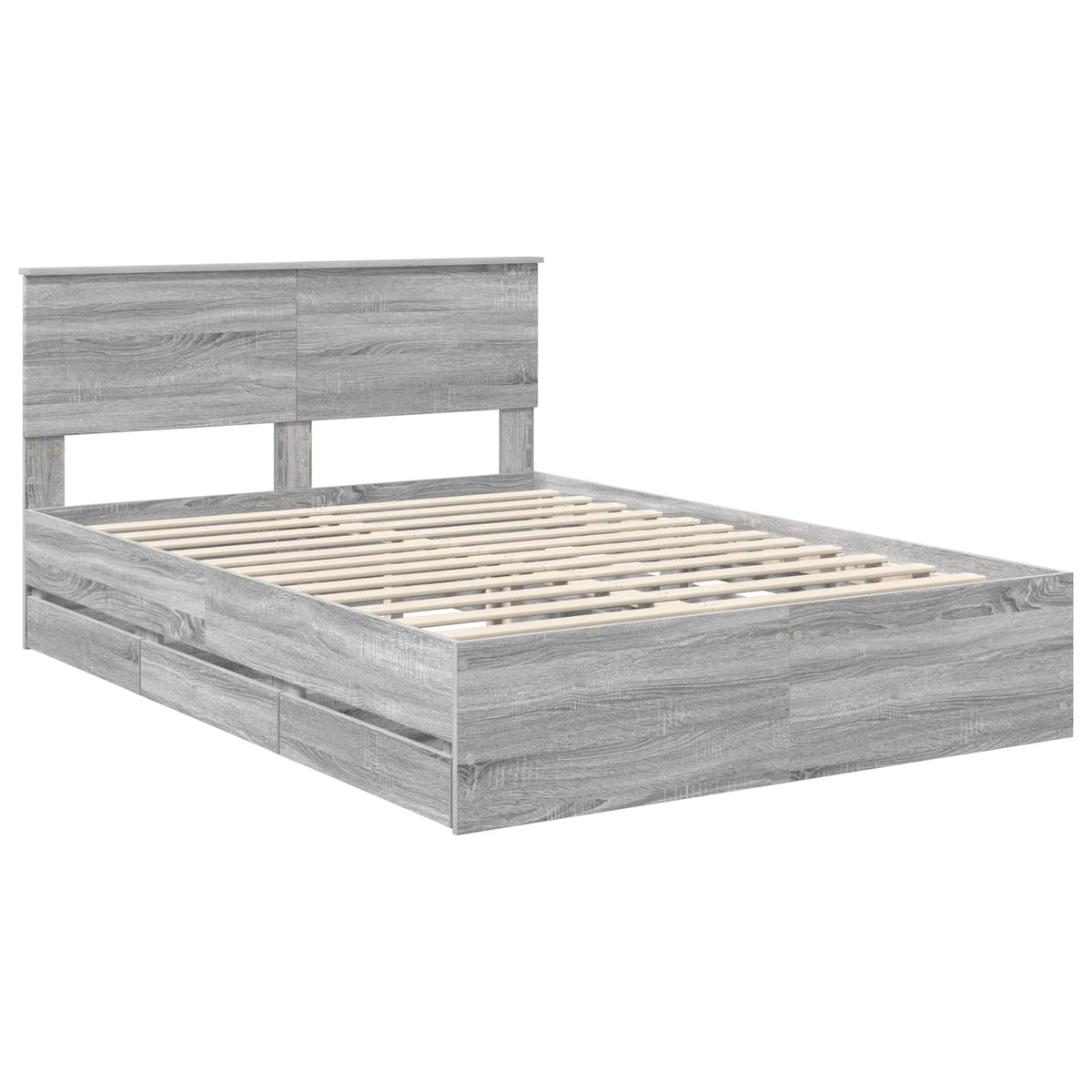 Bed Frame with Drawer Grey Sonoma 160 x 200 cm Engineer Wood