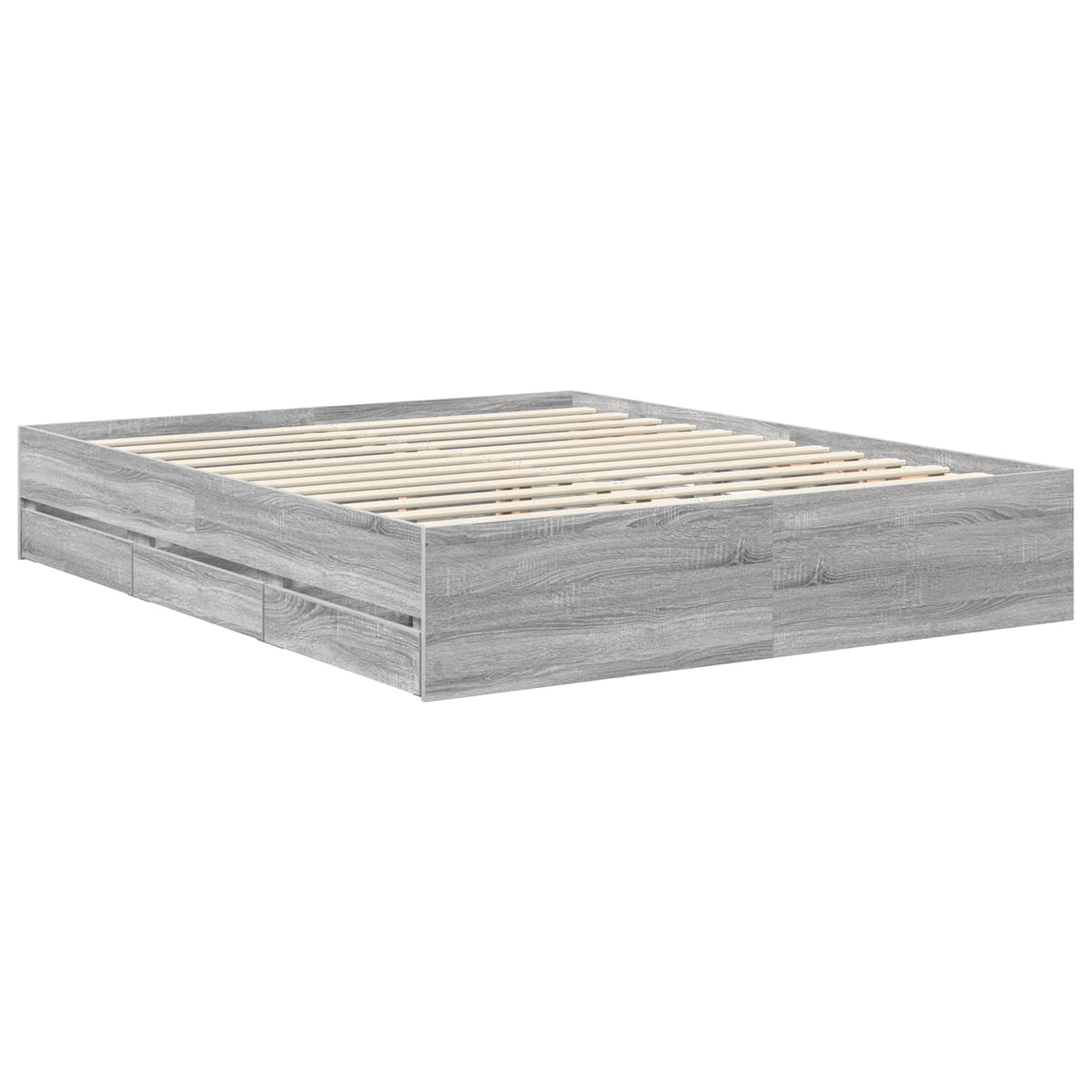 Bed Frame with Drawer Grey Sonoma 160 x 200 cm Engineer Wood