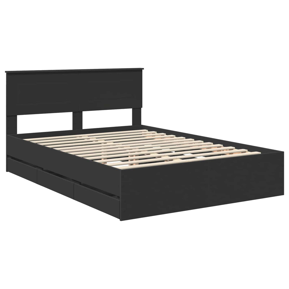 Bed Frame with Drawer Black 150 x 200 cm Engineer Wood