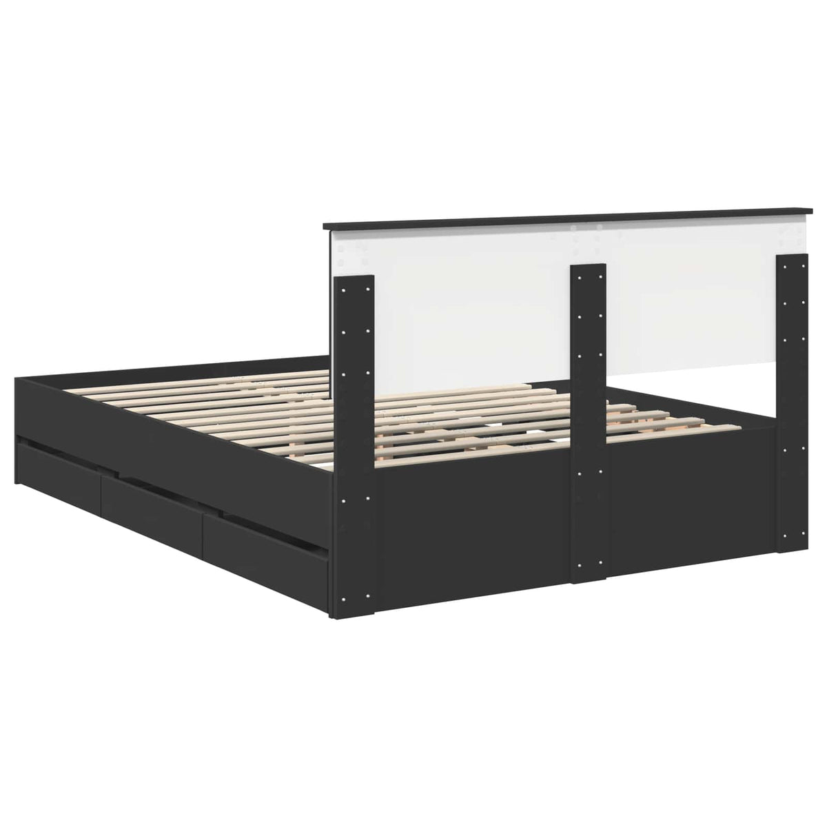 Bed Frame with Drawer Black 150 x 200 cm Engineer Wood