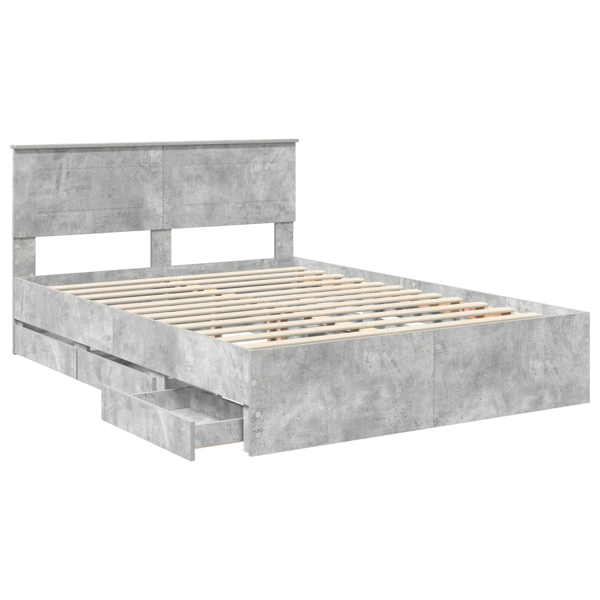 Bed Frame with Drawer Concrete Grey 150 x 200 cm Engineer Wood