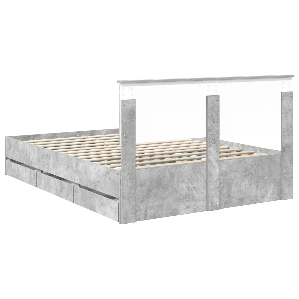 Bed Frame with Drawer Concrete Grey 150 x 200 cm Engineer Wood