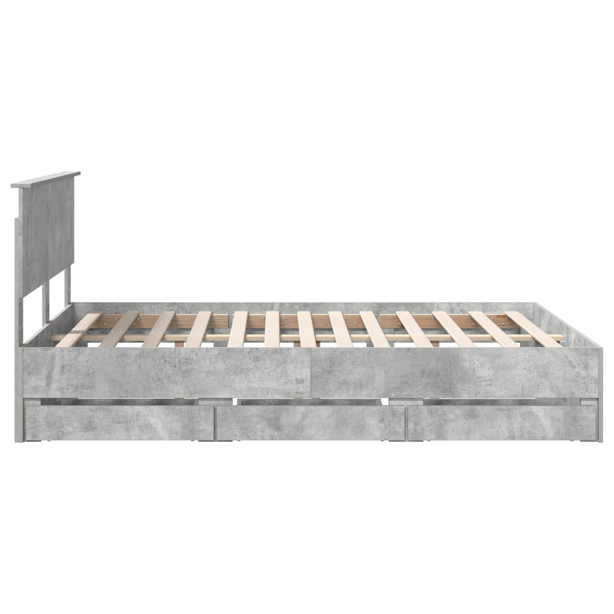 Bed Frame with Drawer Concrete Grey 150 x 200 cm Engineer Wood