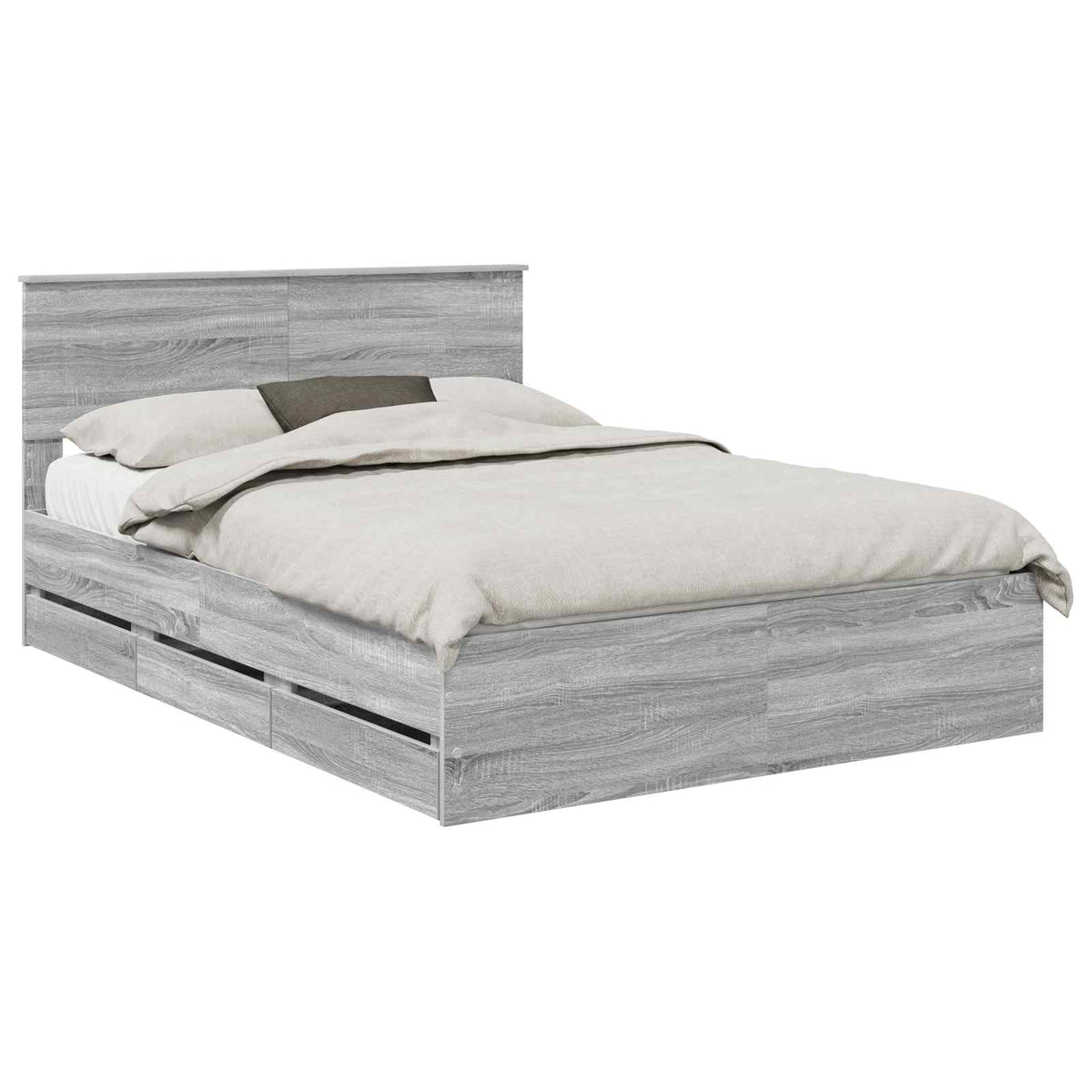 Bed Frame with Drawer Grey Sonoma 150 x 200 cm Engineer Wood