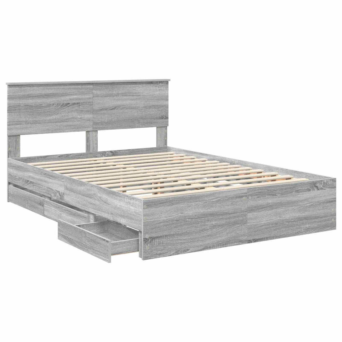 Bed Frame with Drawer Grey Sonoma 150 x 200 cm Engineer Wood