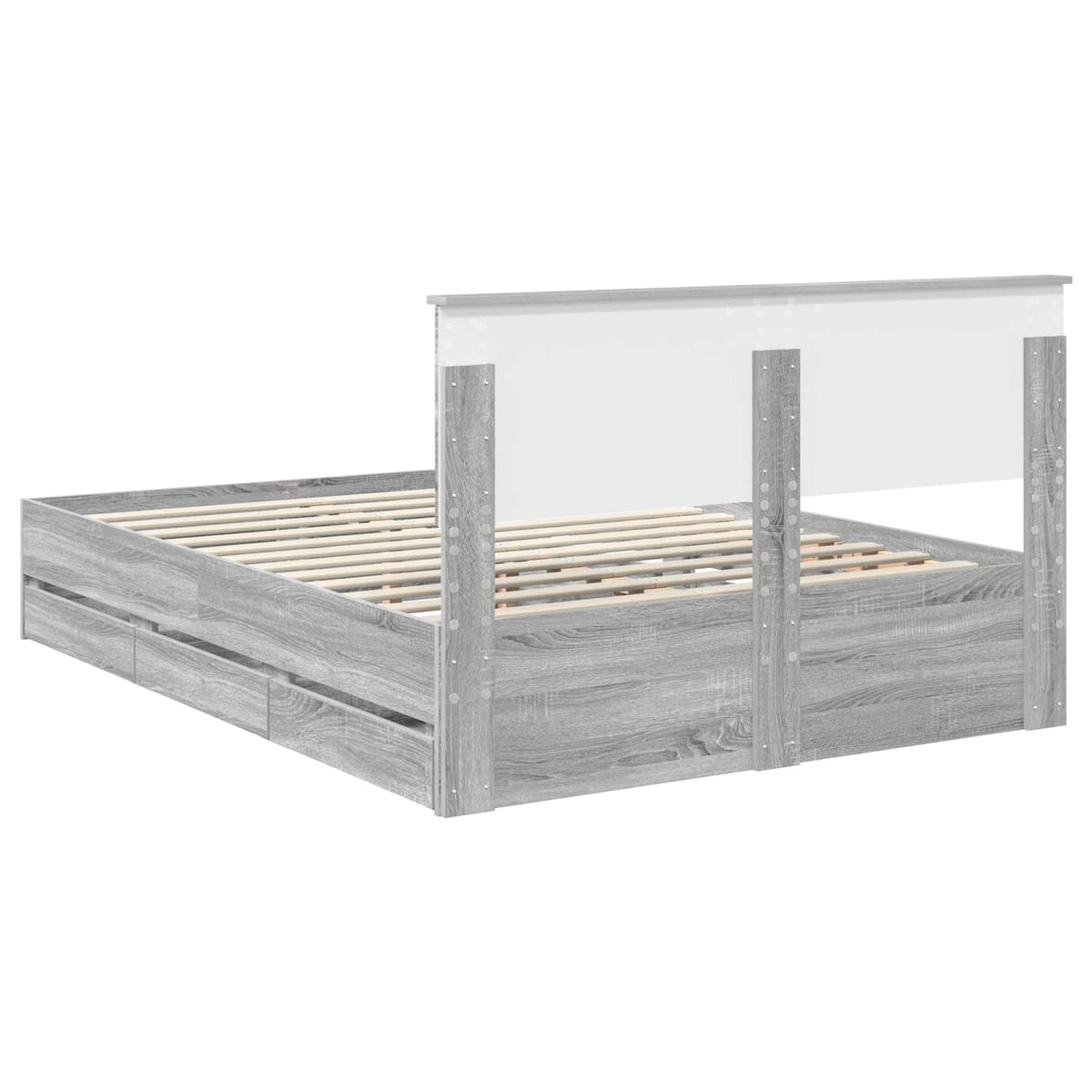 Bed Frame with Drawer Grey Sonoma 150 x 200 cm Engineer Wood