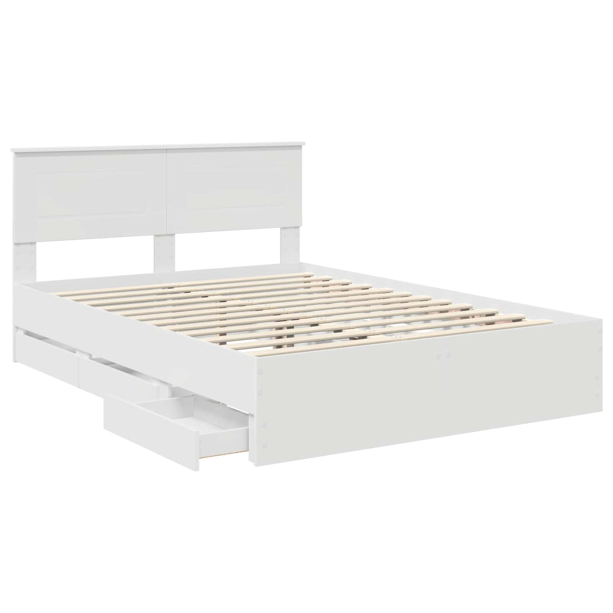 Bed Frame with Drawer White 140 x 190 cm Engineer Wood