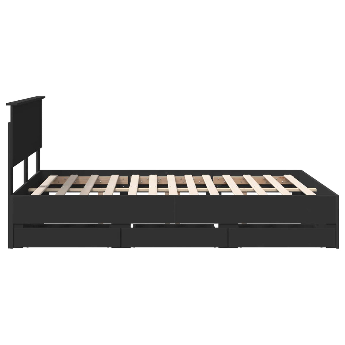 Bed Frame with Drawer Black 140 x 190 cm Engineer Wood