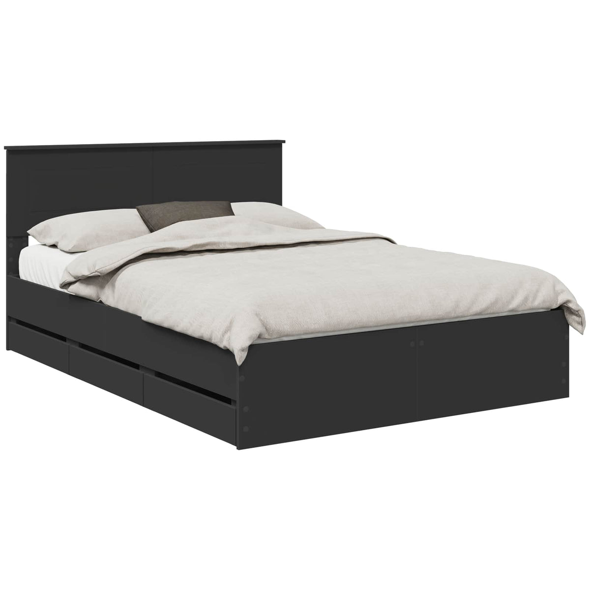Bed Frame with Drawer Black 140 x 200 cm Engineer Wood