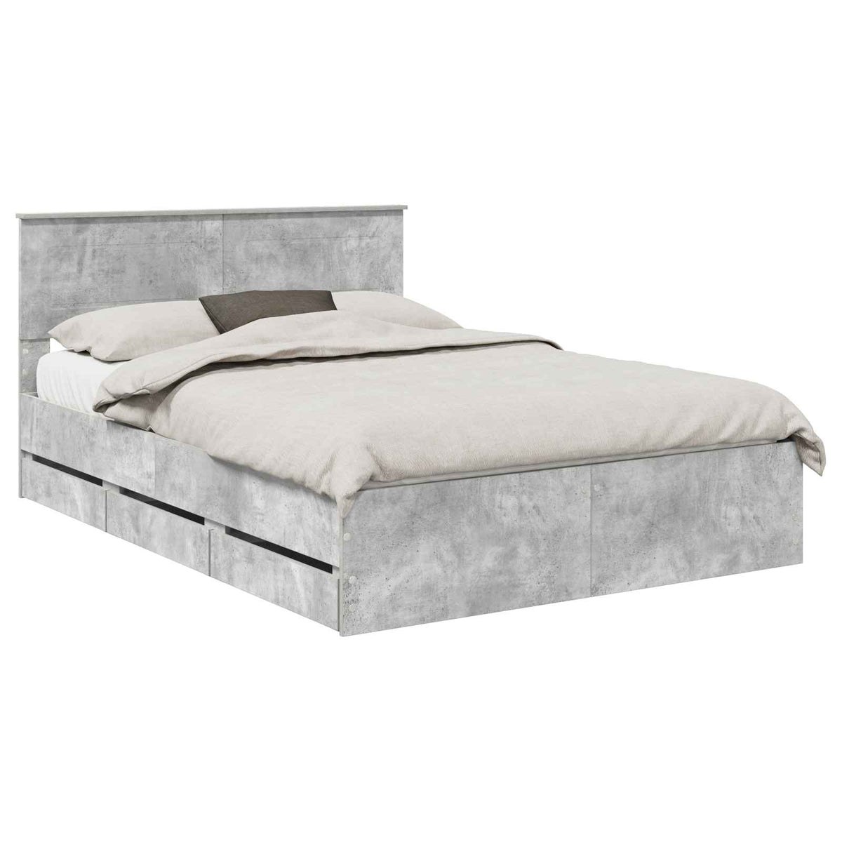 Bed Frame with Drawer Concrete Grey 140 x 200 cm Engineer Wood
