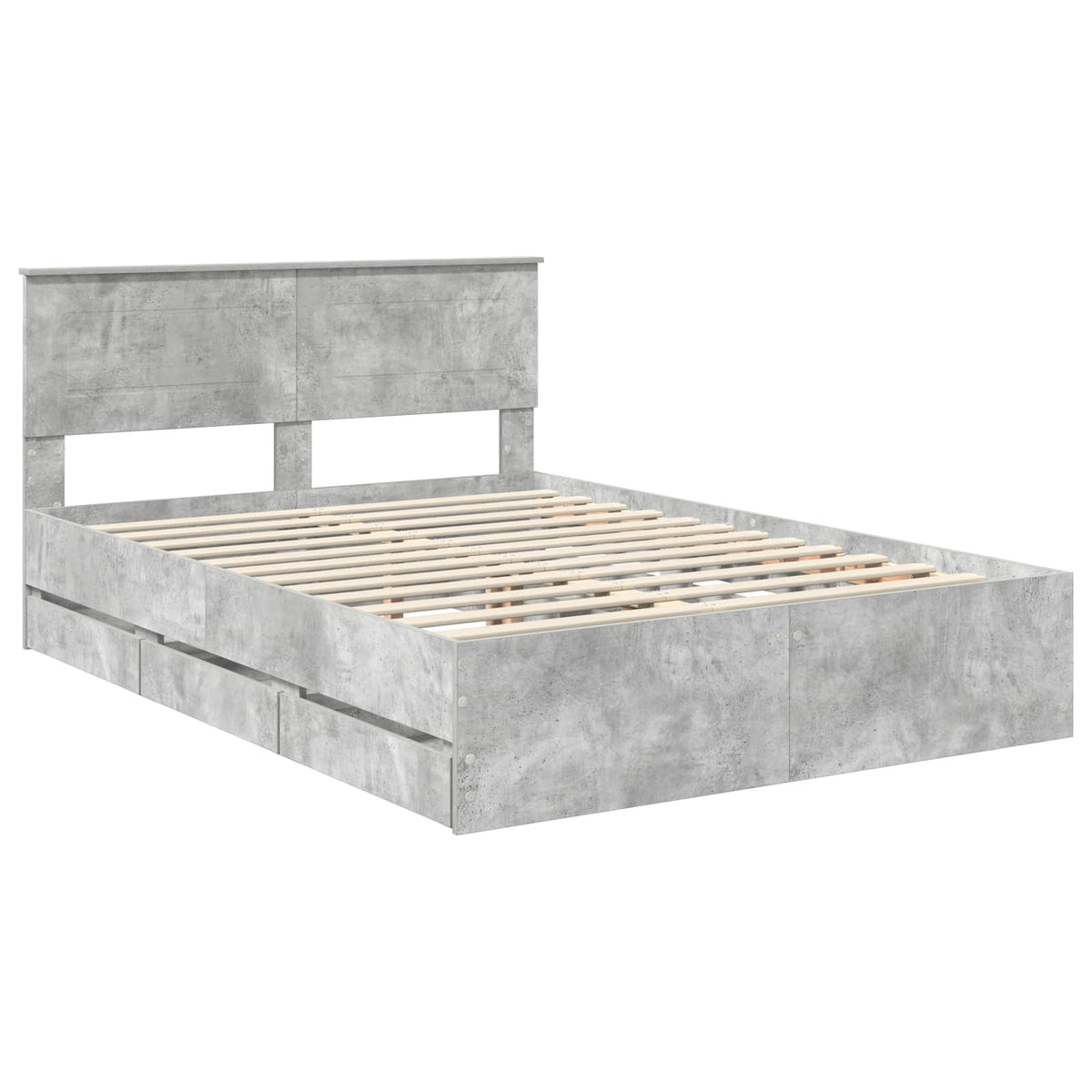 Bed Frame with Drawer Concrete Grey 140 x 200 cm Engineer Wood