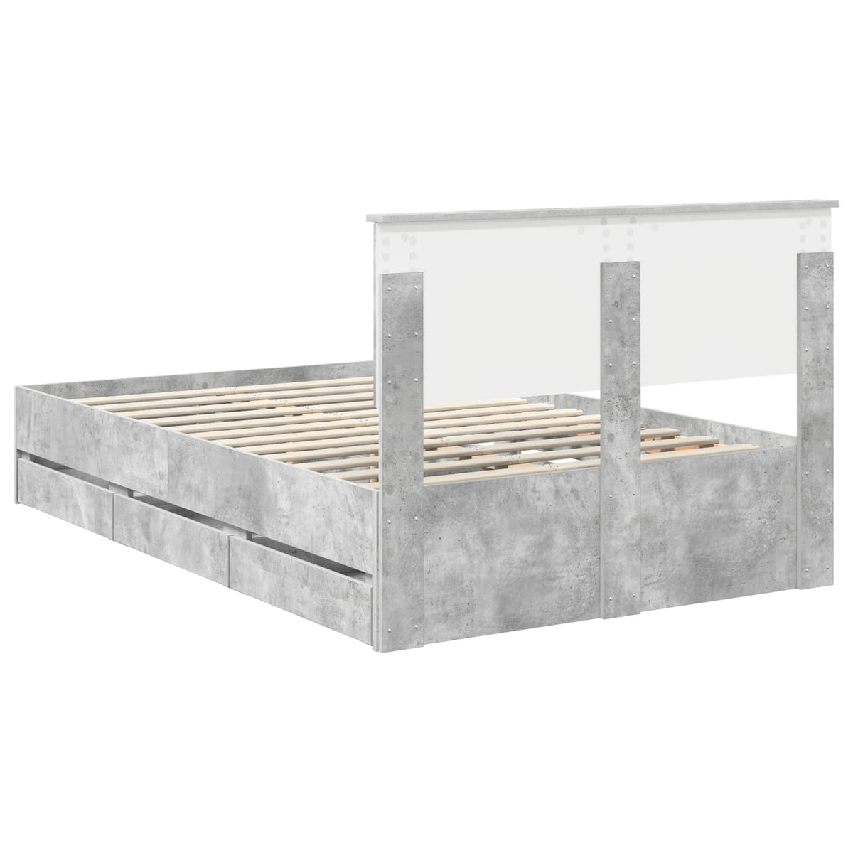 Bed Frame with Drawer Concrete Grey 135 x 190 cm Engineer Wood