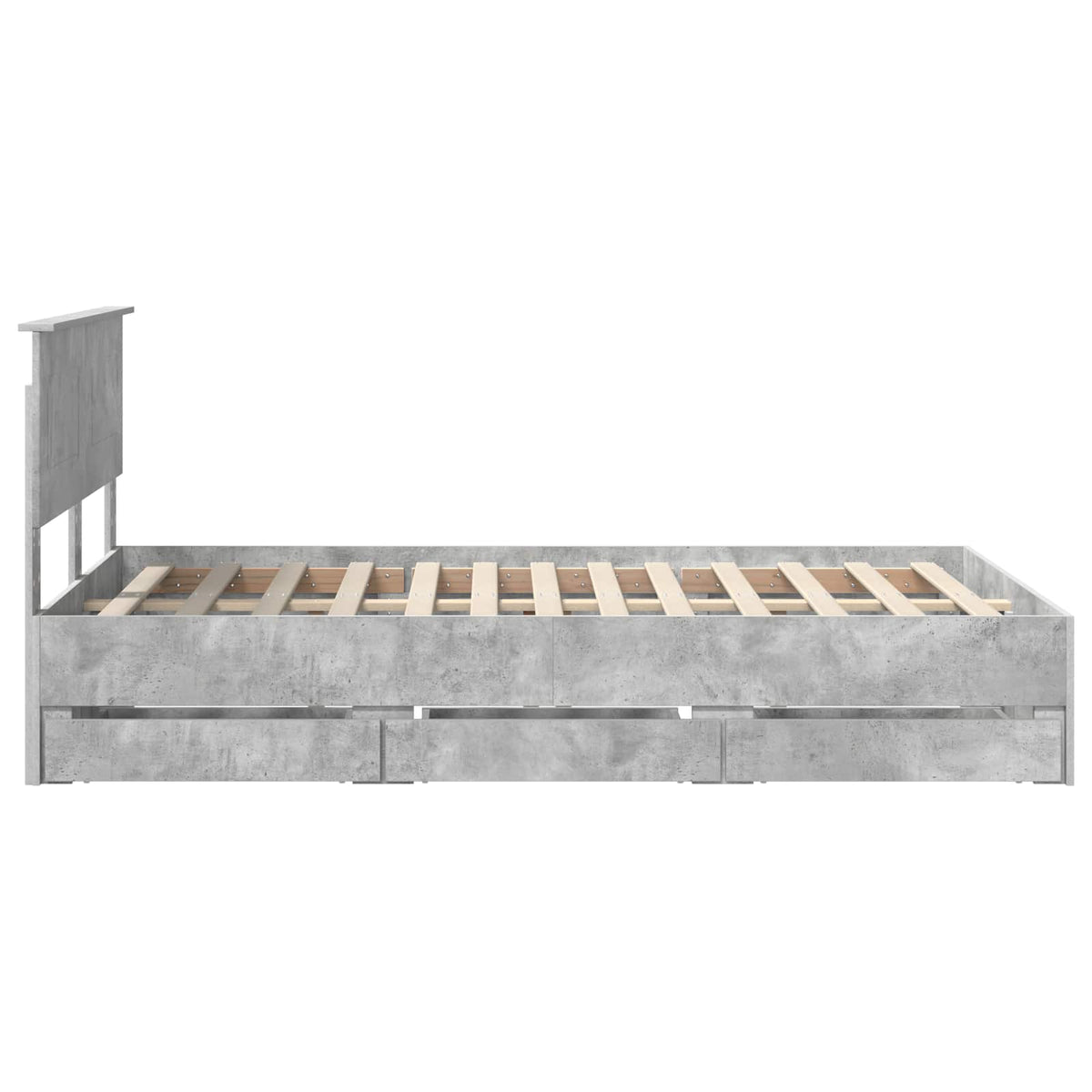 Bed Frame with Drawer Concrete Grey 135 x 190 cm Engineer Wood