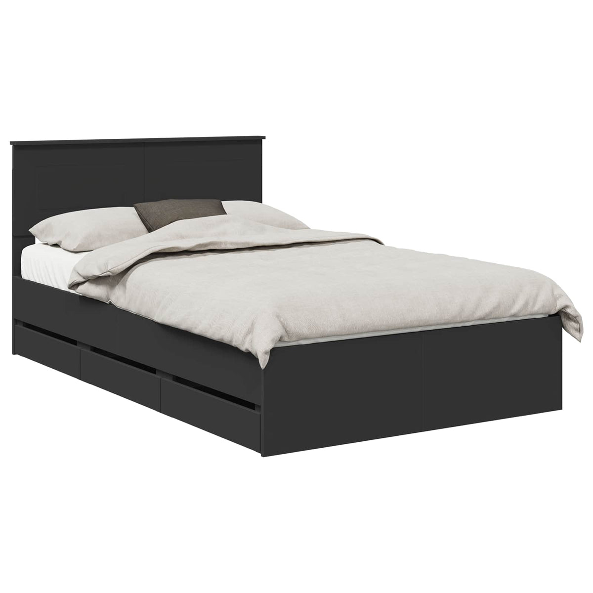 Bed Frame with Drawer Black 120 x 190 cm Engineer Wood