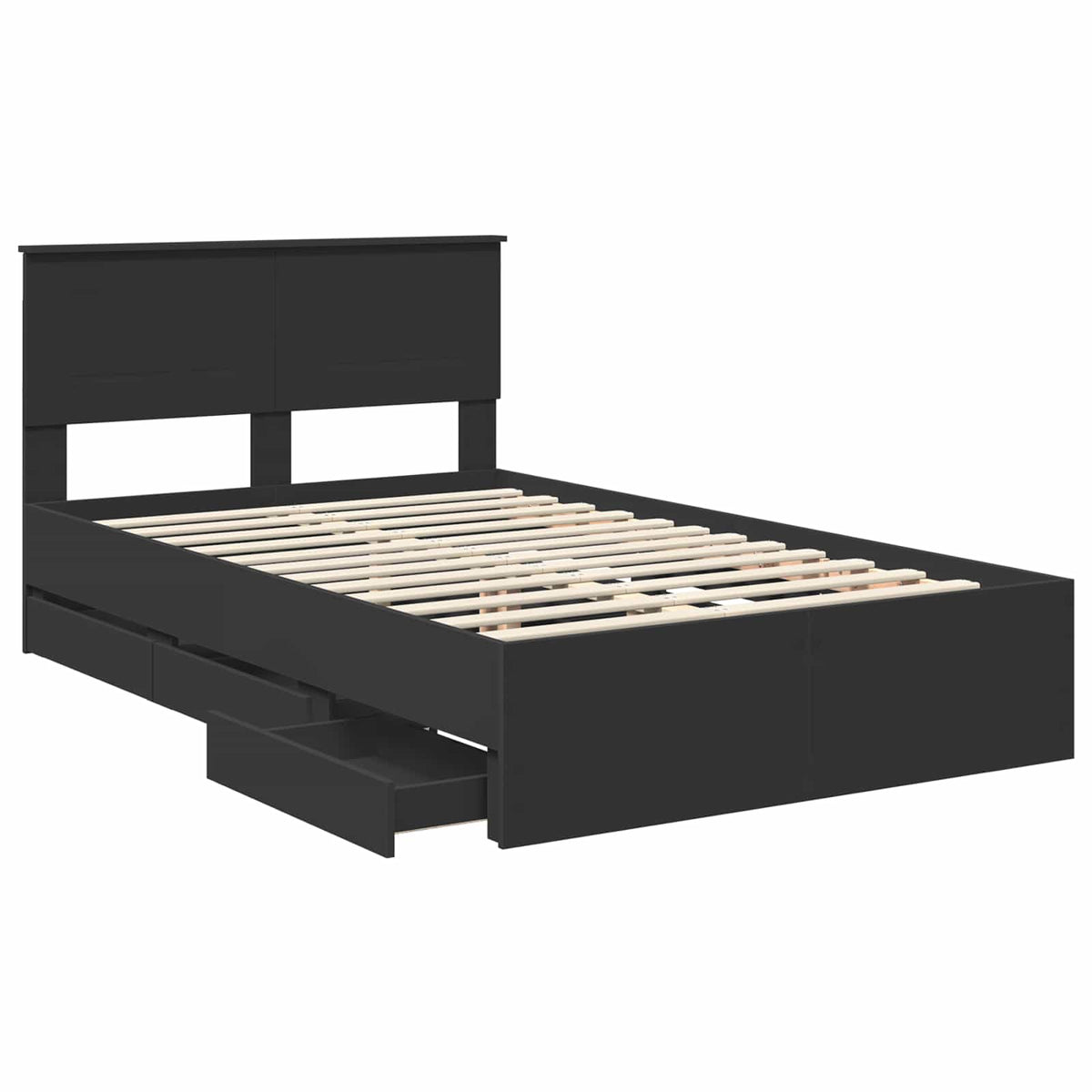 Bed Frame with Drawer Black 120 x 190 cm Engineer Wood