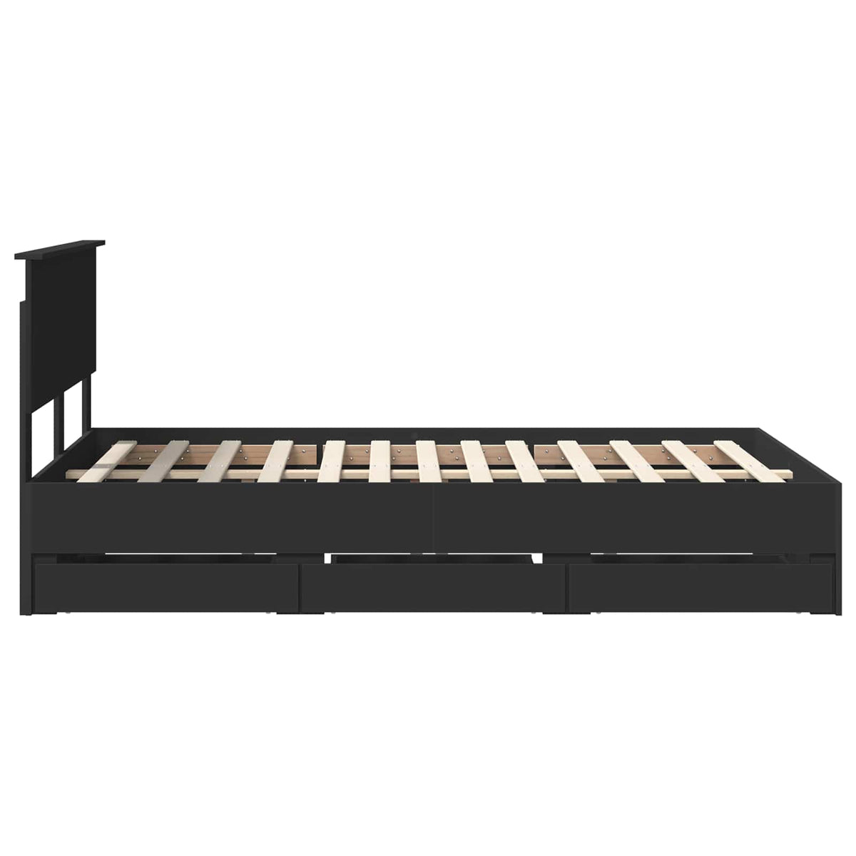 Bed Frame with Drawer Black 120 x 190 cm Engineer Wood