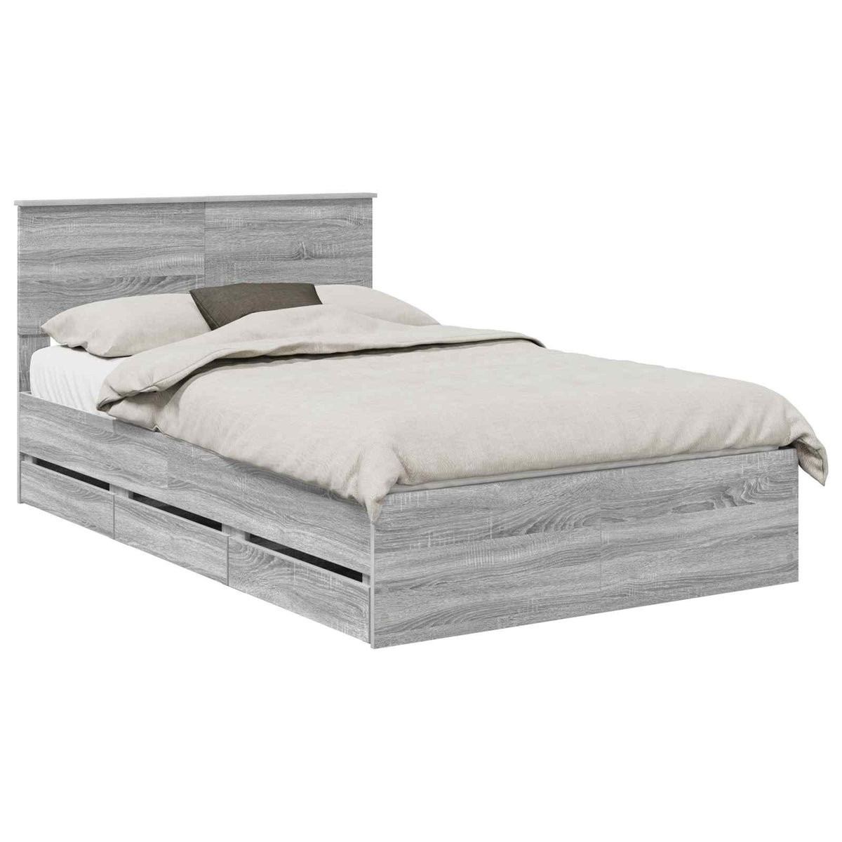 Bed Frame with Drawer Grey Sonoma 120 x 190 cm Engineer Wood