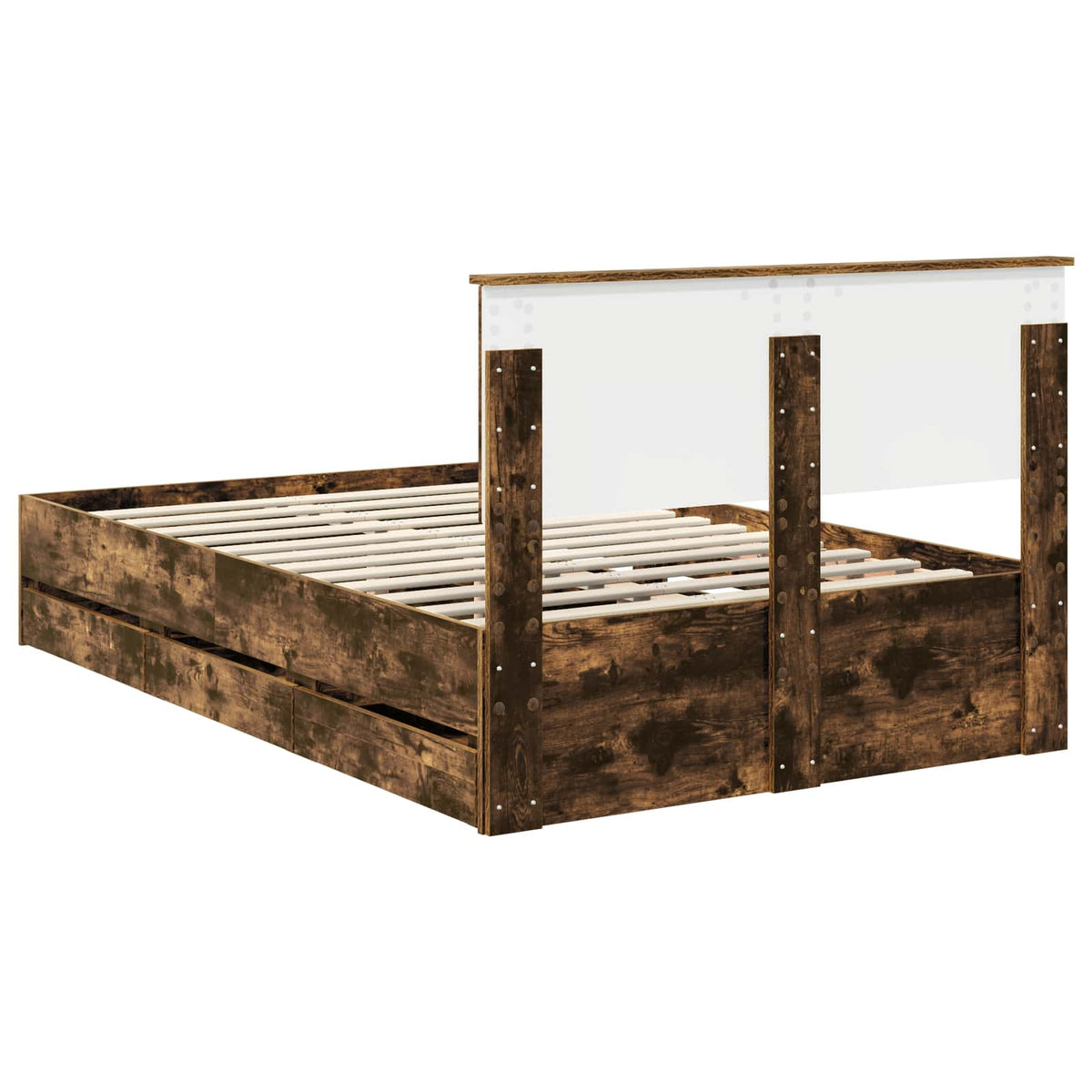 Bed Frame with Drawer Smoked Oak 120 x 200 cm Engineer Wood