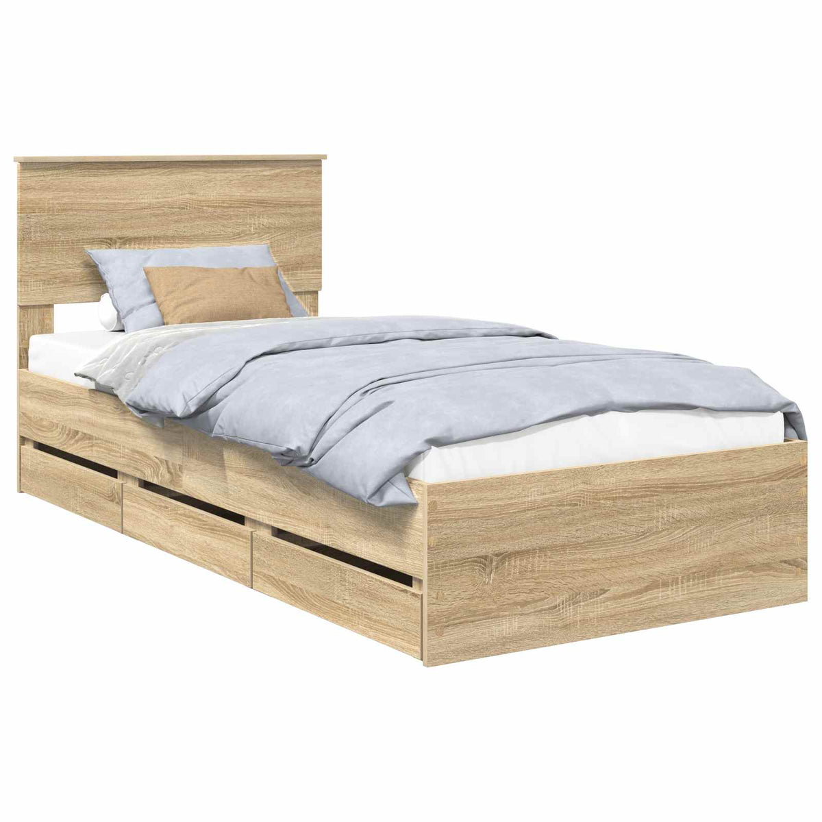 Bed Frame with Drawer Sonoma Oak 75 x 190 cm Engineer Wood