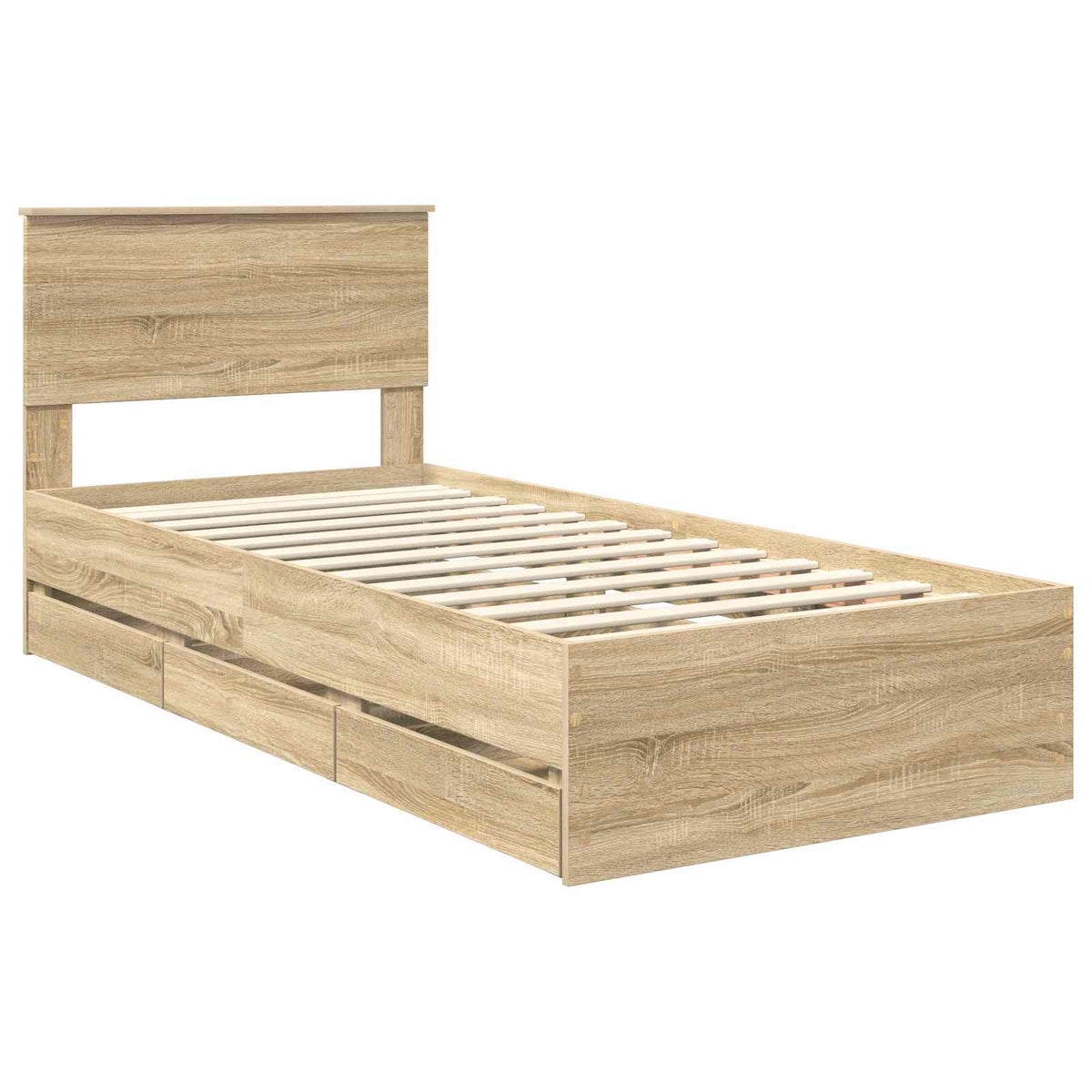 Bed Frame with Drawer Sonoma Oak 75 x 190 cm Engineer Wood