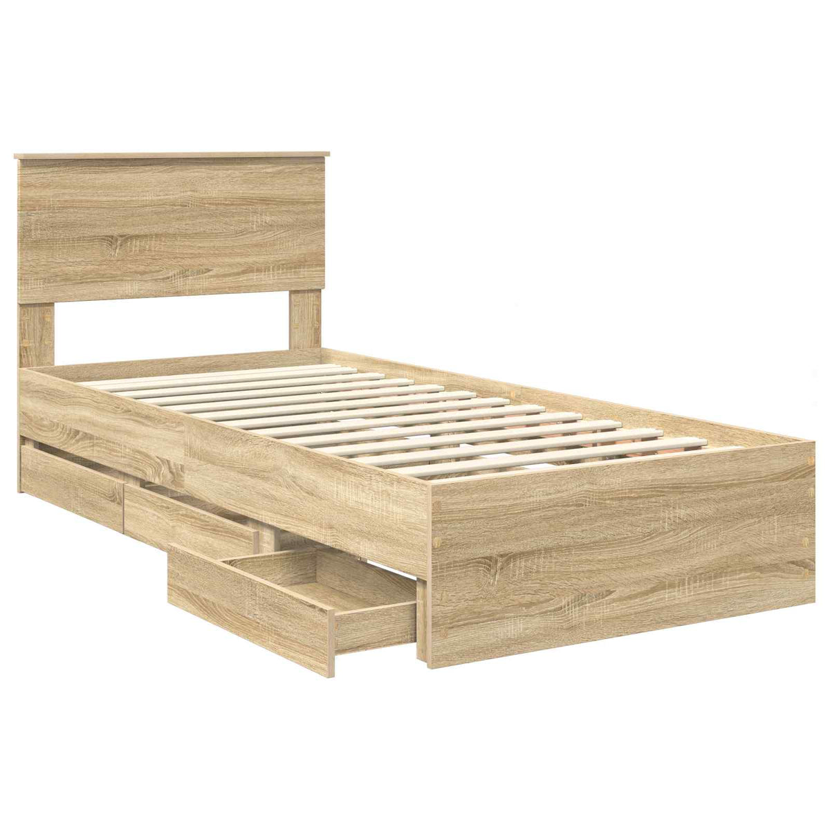 Bed Frame with Drawer Sonoma Oak 75 x 190 cm Engineer Wood