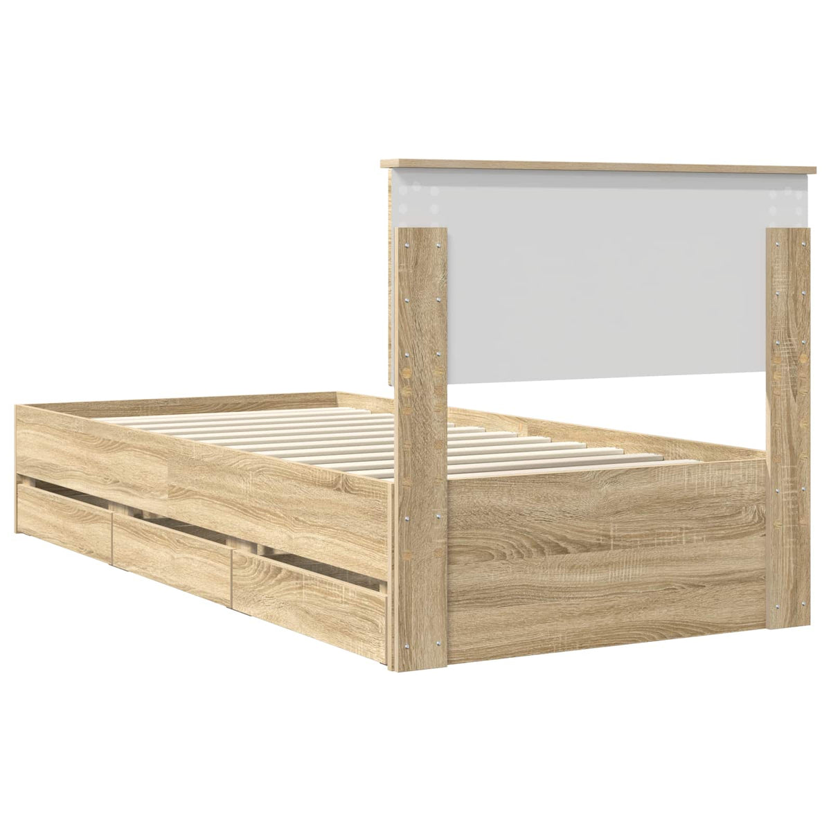 Bed Frame with Drawer Sonoma Oak 75 x 190 cm Engineer Wood