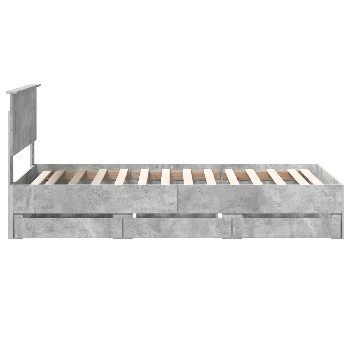Bed Frame with Drawer Concrete Grey 75 x 190 cm Engineer Wood