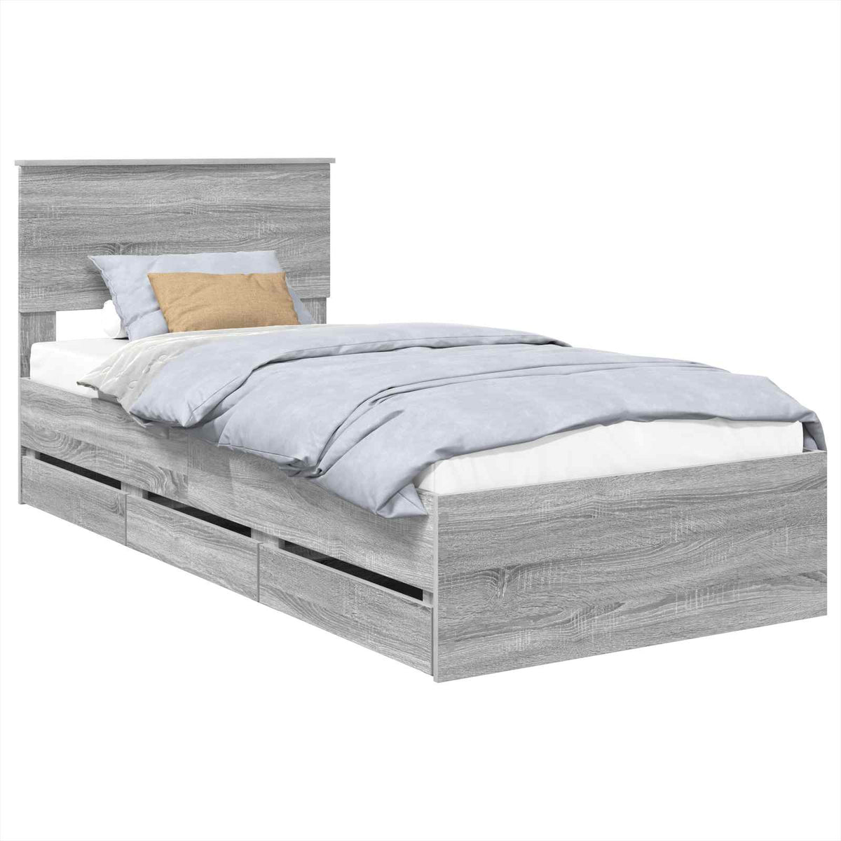 Bed Frame with Drawer Grey Sonoma 75 x 190 cm Engineer Wood