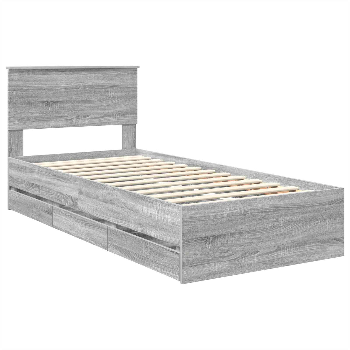 Bed Frame with Drawer Grey Sonoma 75 x 190 cm Engineer Wood