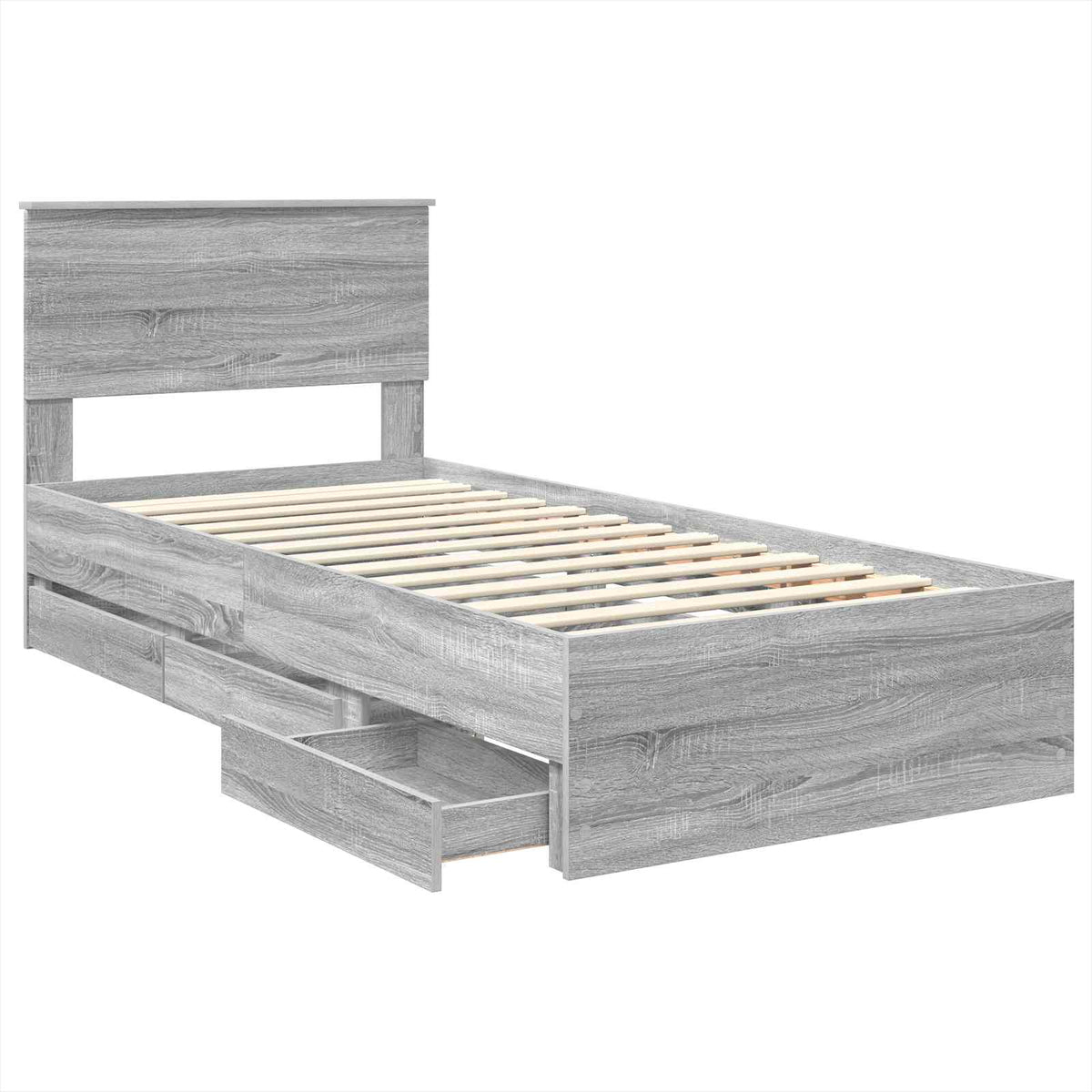 Bed Frame with Drawer Grey Sonoma 75 x 190 cm Engineer Wood