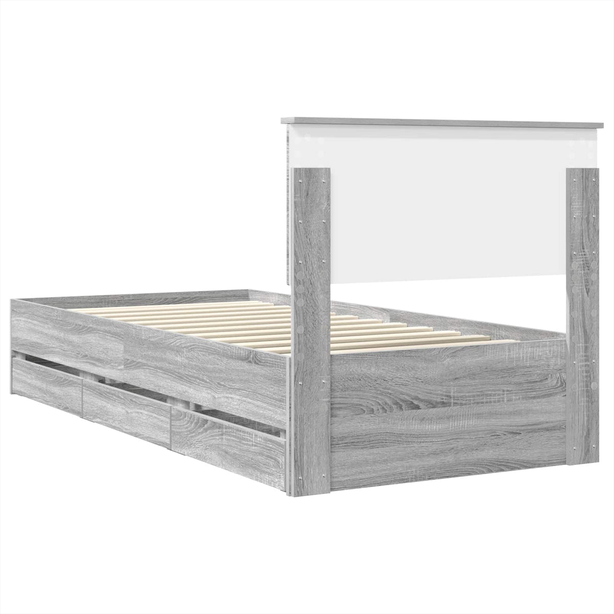 Bed Frame with Drawer Grey Sonoma 75 x 190 cm Engineer Wood