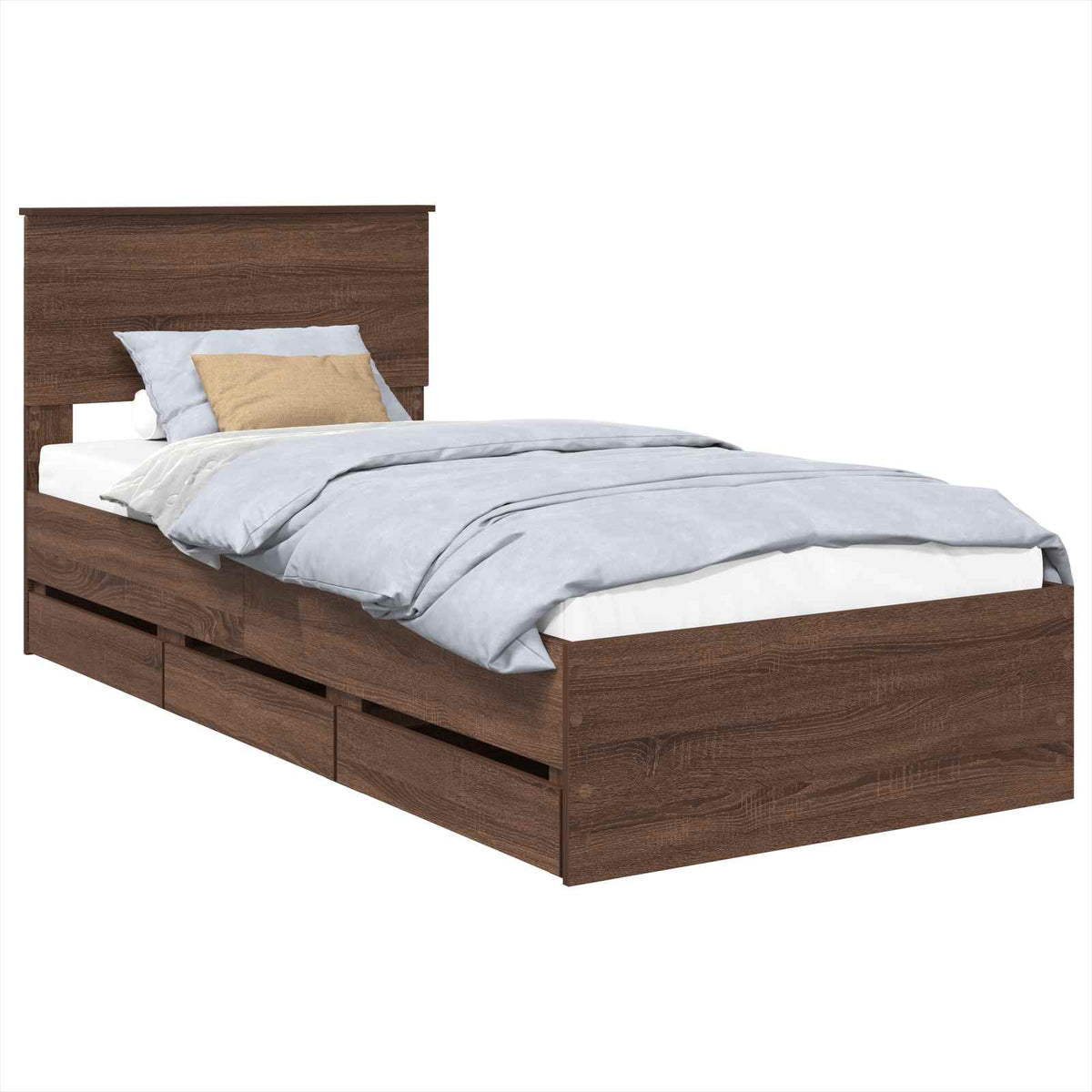 Bed Frame with Drawer Brown Oak 75 x 190 cm Engineer Wood